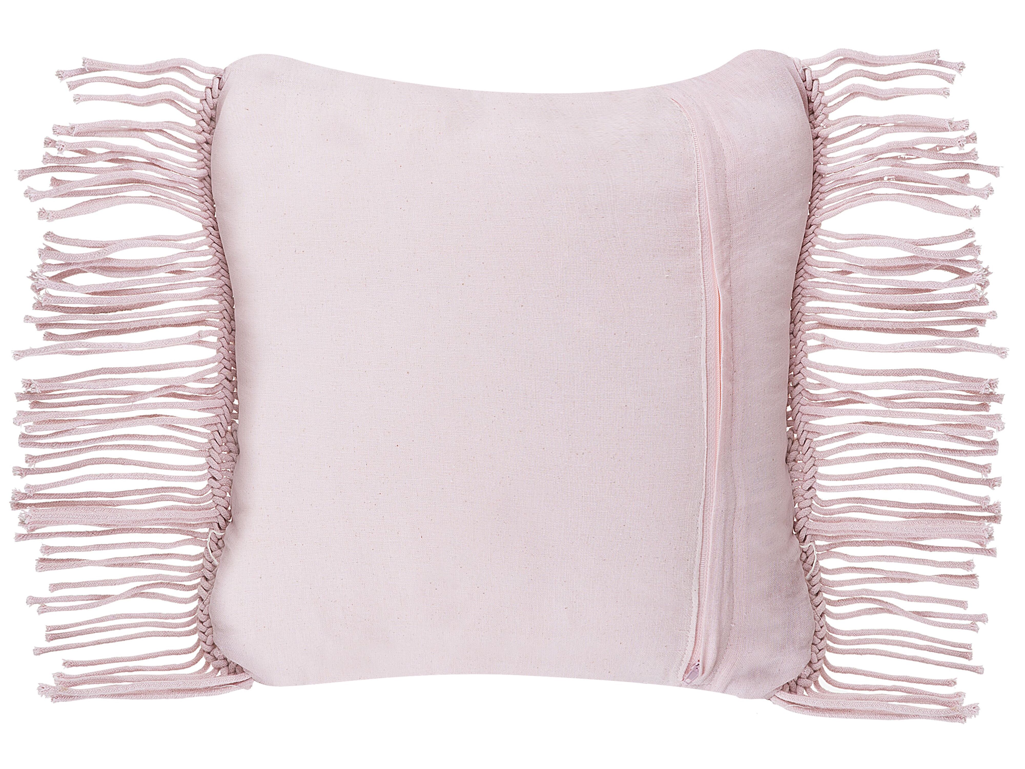Bawełniana poduszka dekoracyjna makrama 40 x 40 cm różowa YANIKLAR