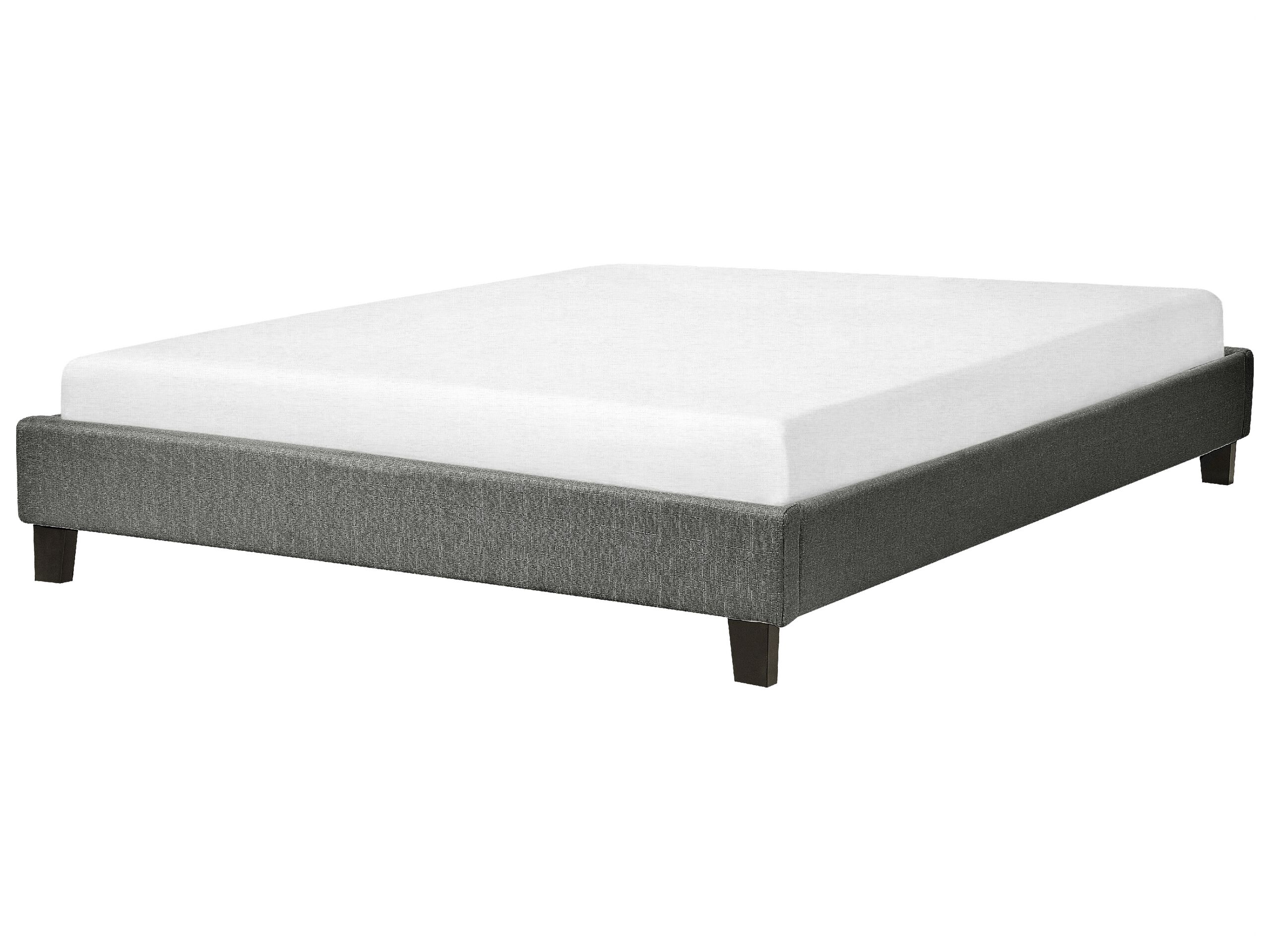 Roanne 140 x 200 cm Headless Grey Fabric Padded Bed Slat Net-