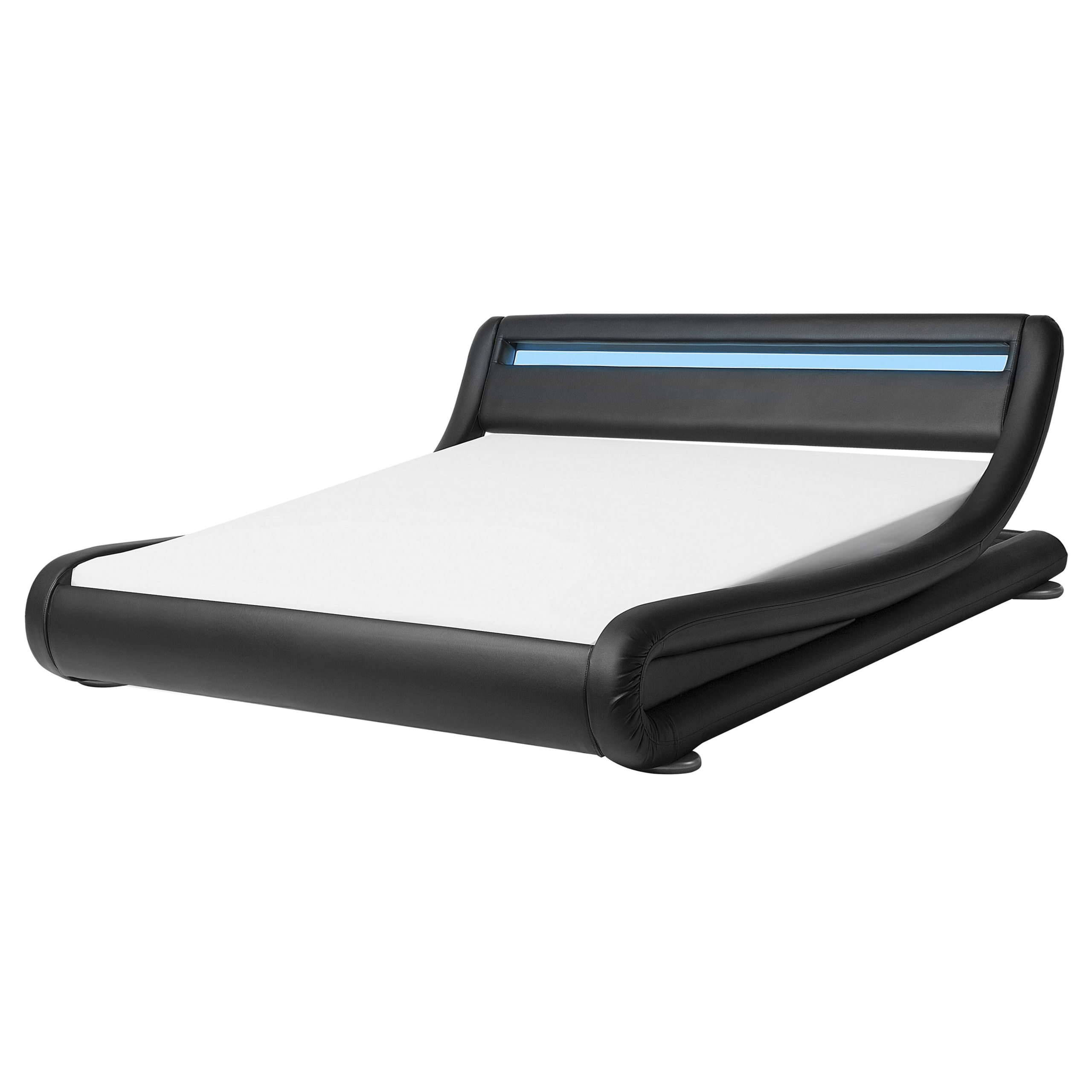 BELIANI Waterbed met LED kunstleer zwart 160x200 cm AVIGNON