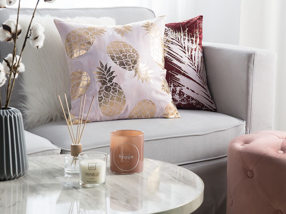 2 poduszki dekoracyjne w ananasy 45 x 45 cm różowe ASTILBE