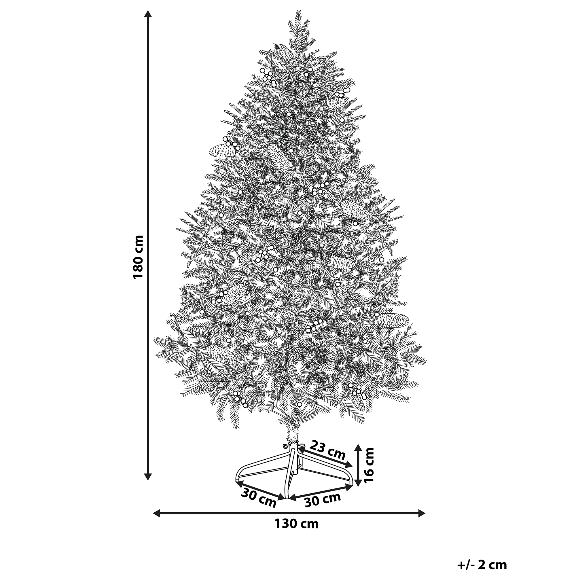 Sztuczna choinka ze światełkami 180 cm zielona JACINTO