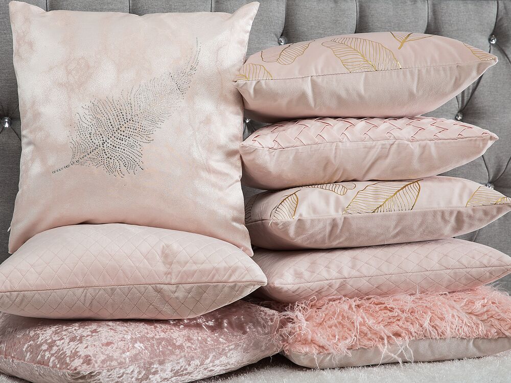 2 welurowe poduszki dekoracyjne 45 x 45 cm różowe HOSTA