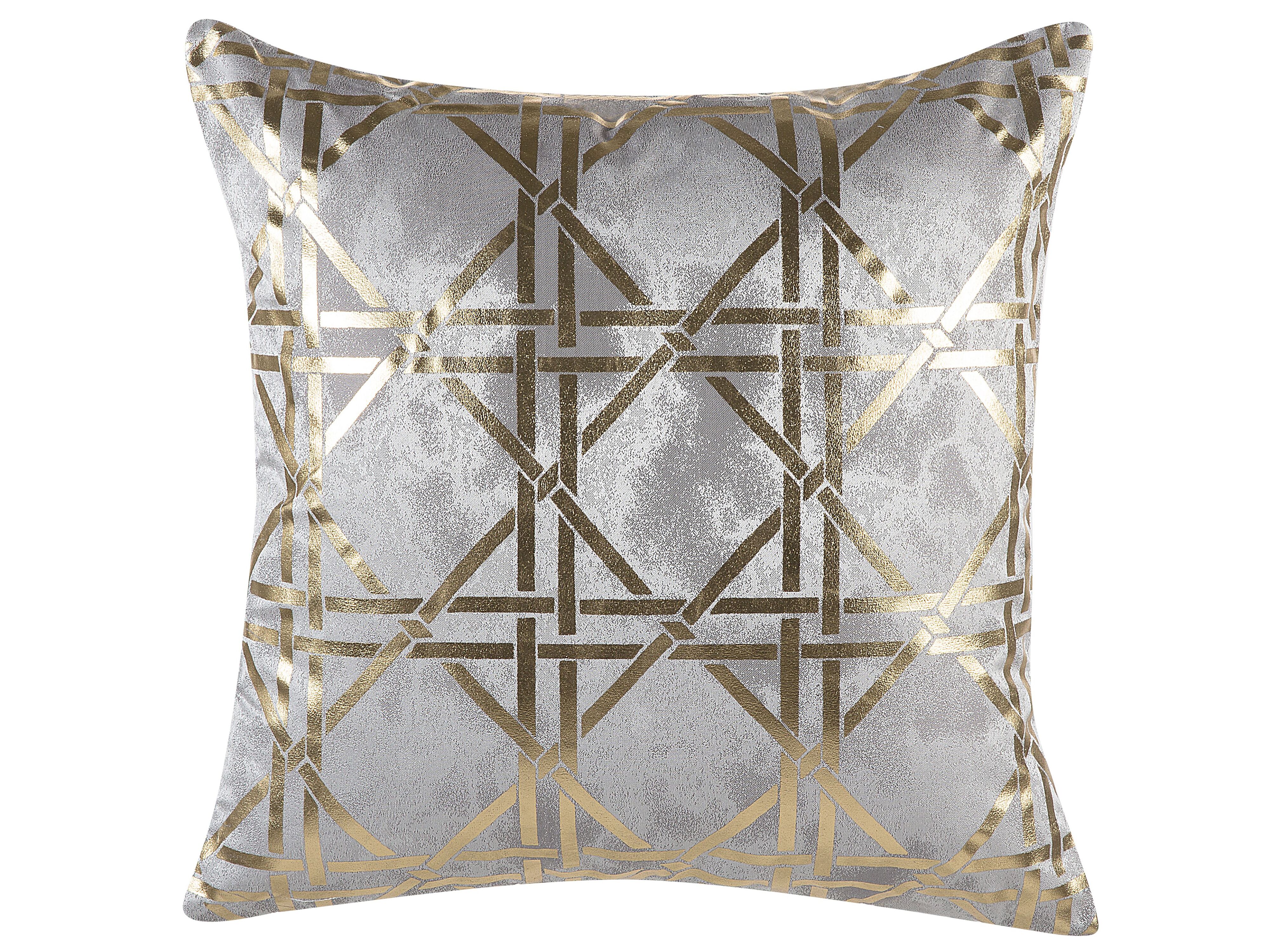 2 poduszki dekoracyjne w geometryczny wzór 45 x 45 cm szare ze złotym CASSIA