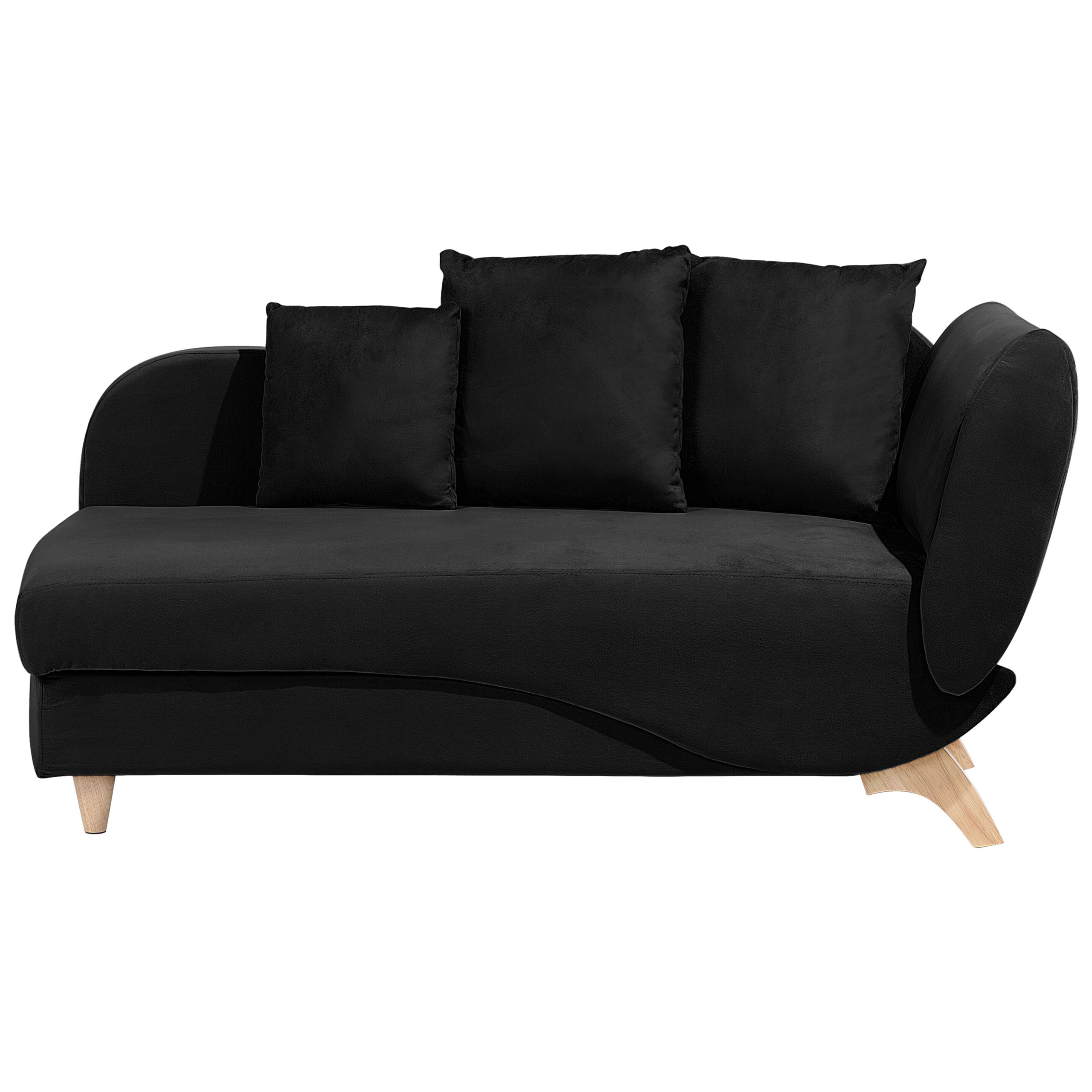 BELIANI Chaise longue fluweel zwart rechtszijdig MERI