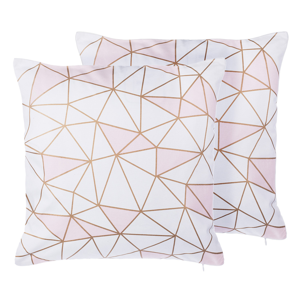 2 poduszki dekoracyjne w geometryczny wzór 45 x 45 cm różowe CLARKIA
