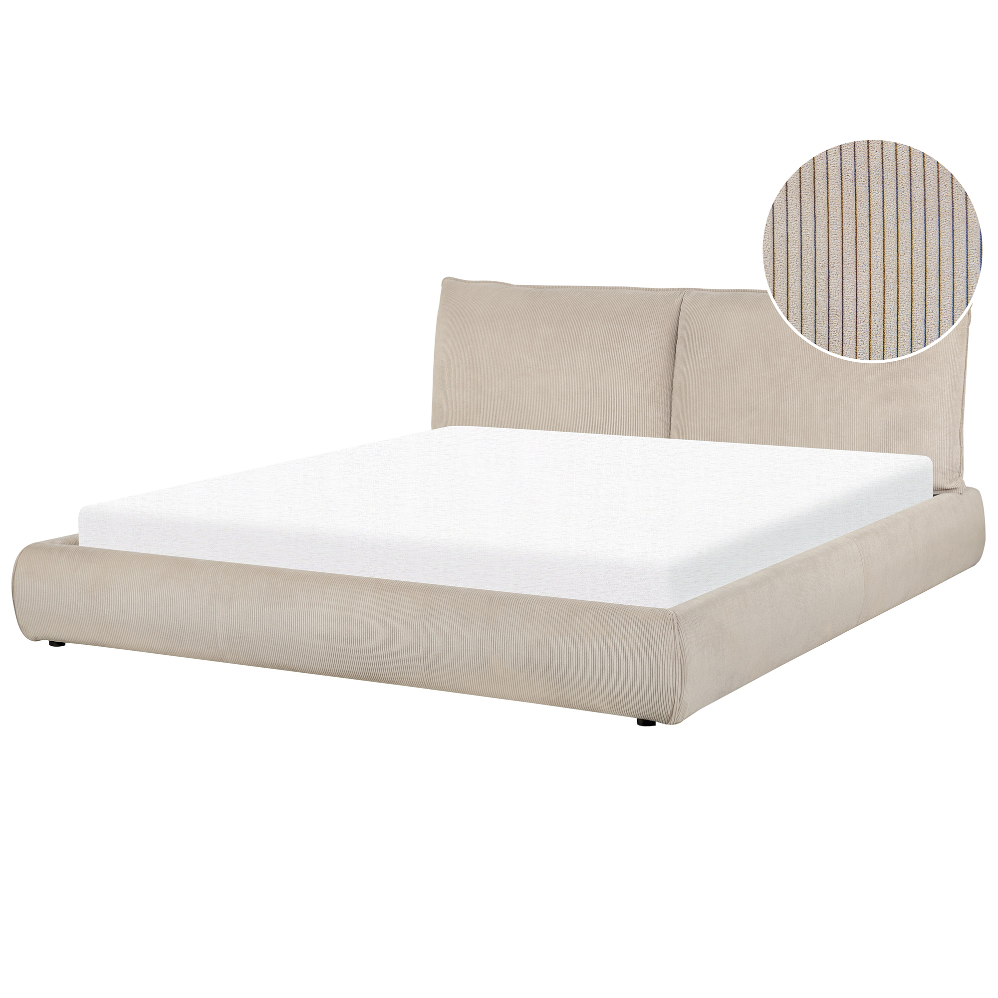 Bed corduroy taupe 180 x 200 cm VINAY