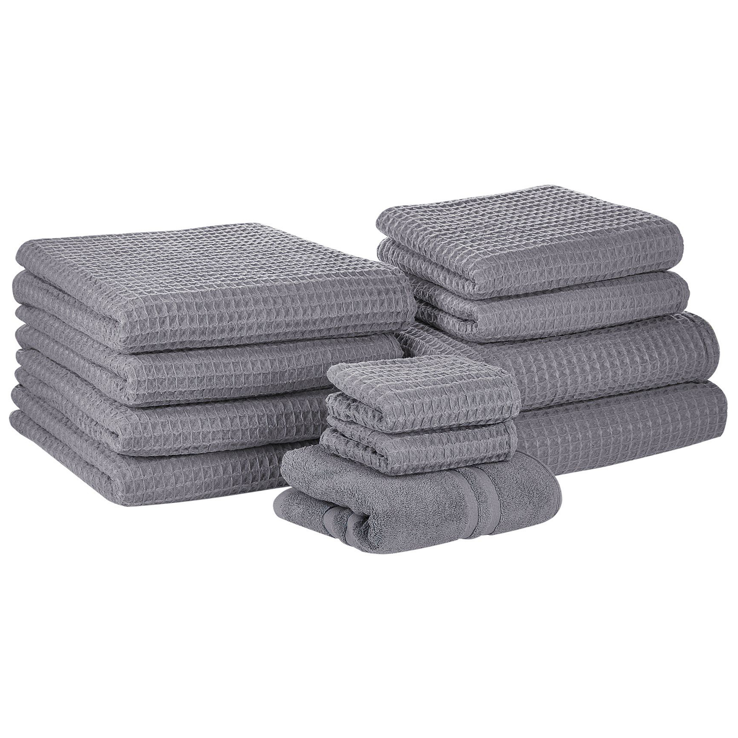 Handdoek set van 11 katoen grijs AREORA