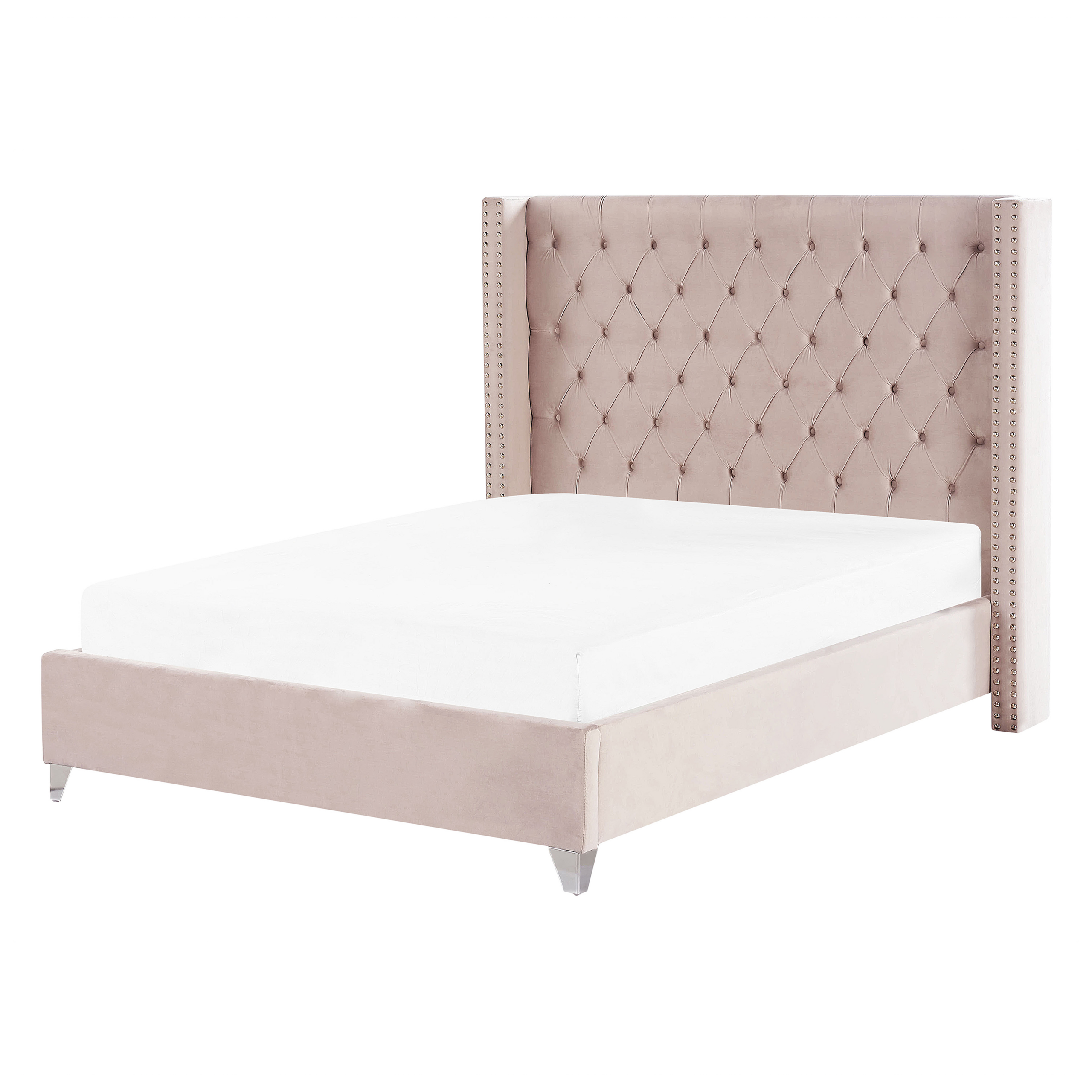 Bed fluweel roze 140 x 200 cm LUBBON