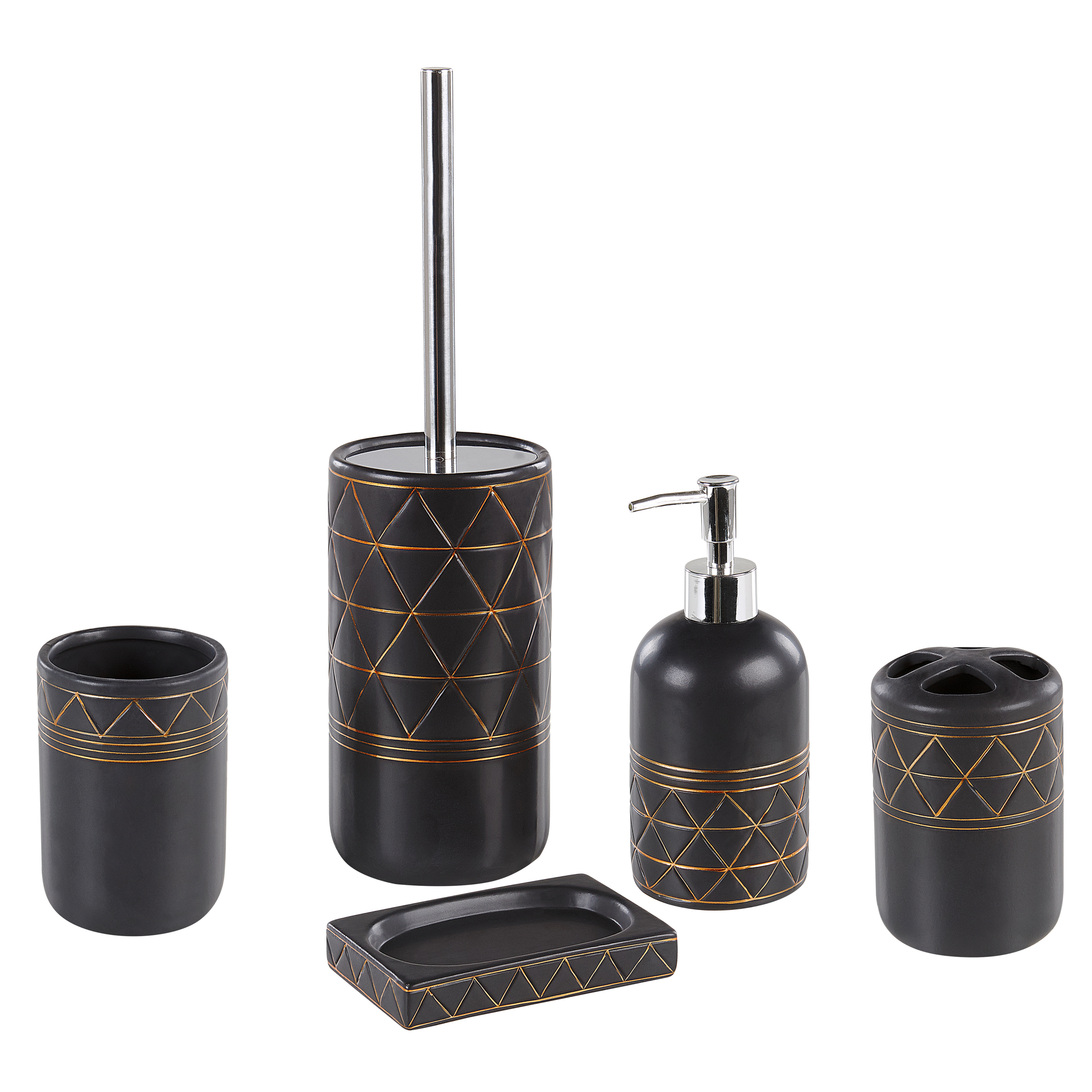 Badkamerset set van 5 keramiek zwart LANCO