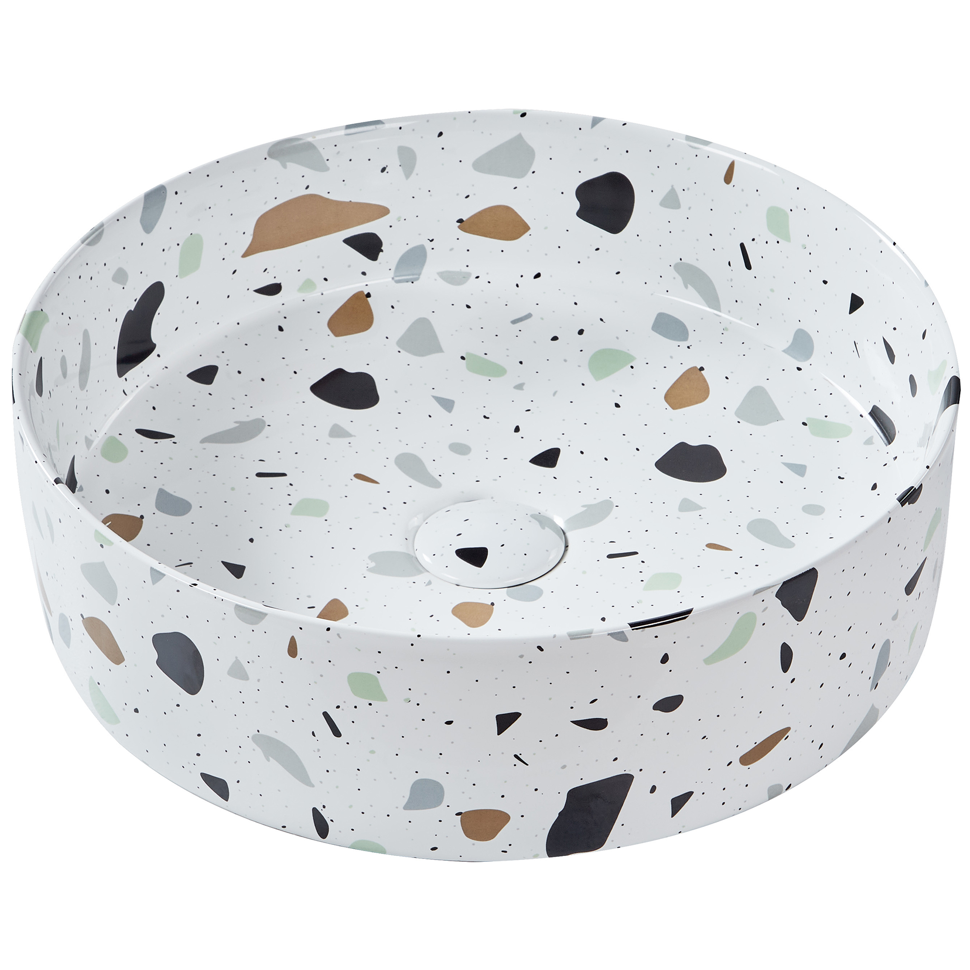 Wastafel keramiek terrazzo wit ⌀ 40 cm NULES