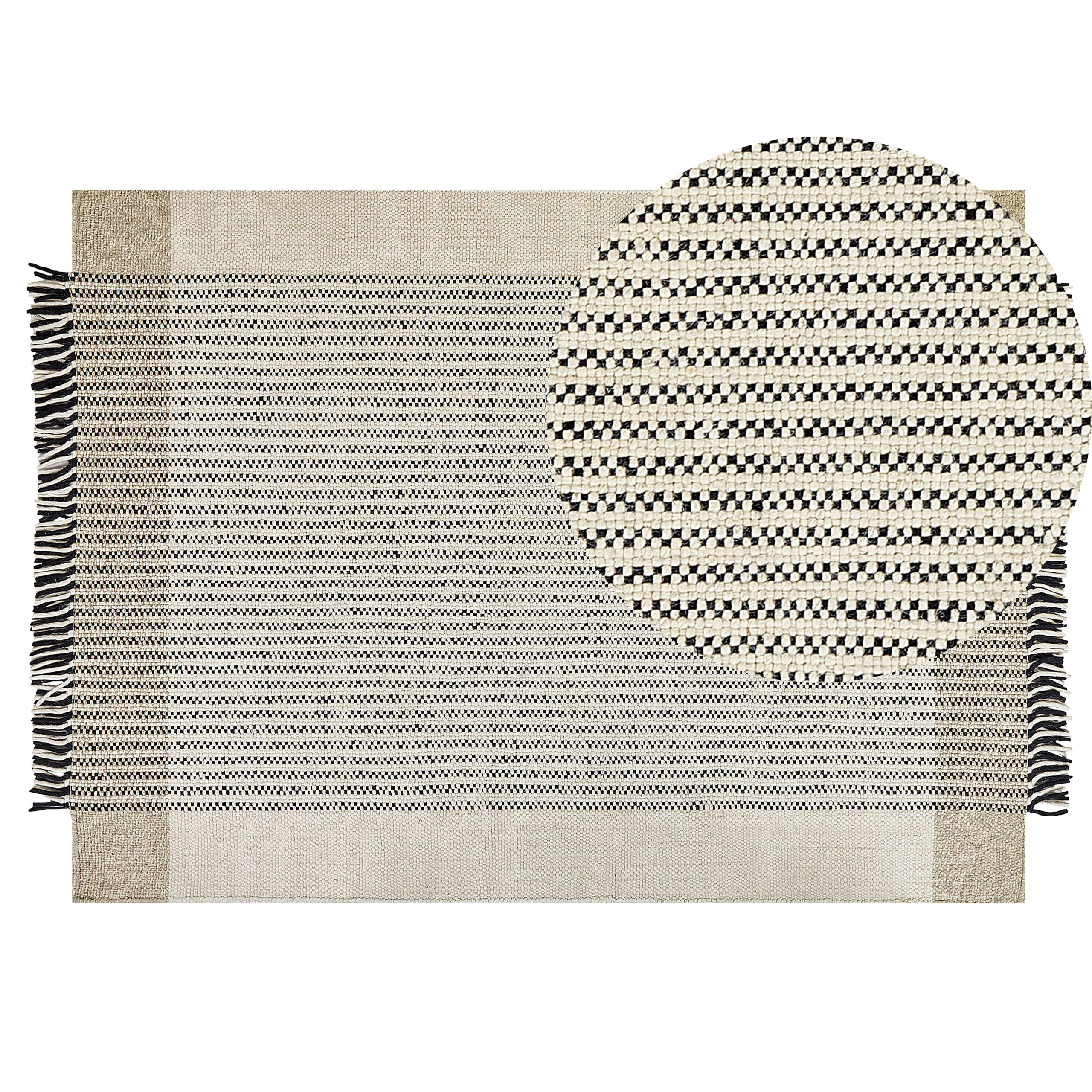 Vloerkleed wol beige/zwart 140 x 200 cm DIVARLI