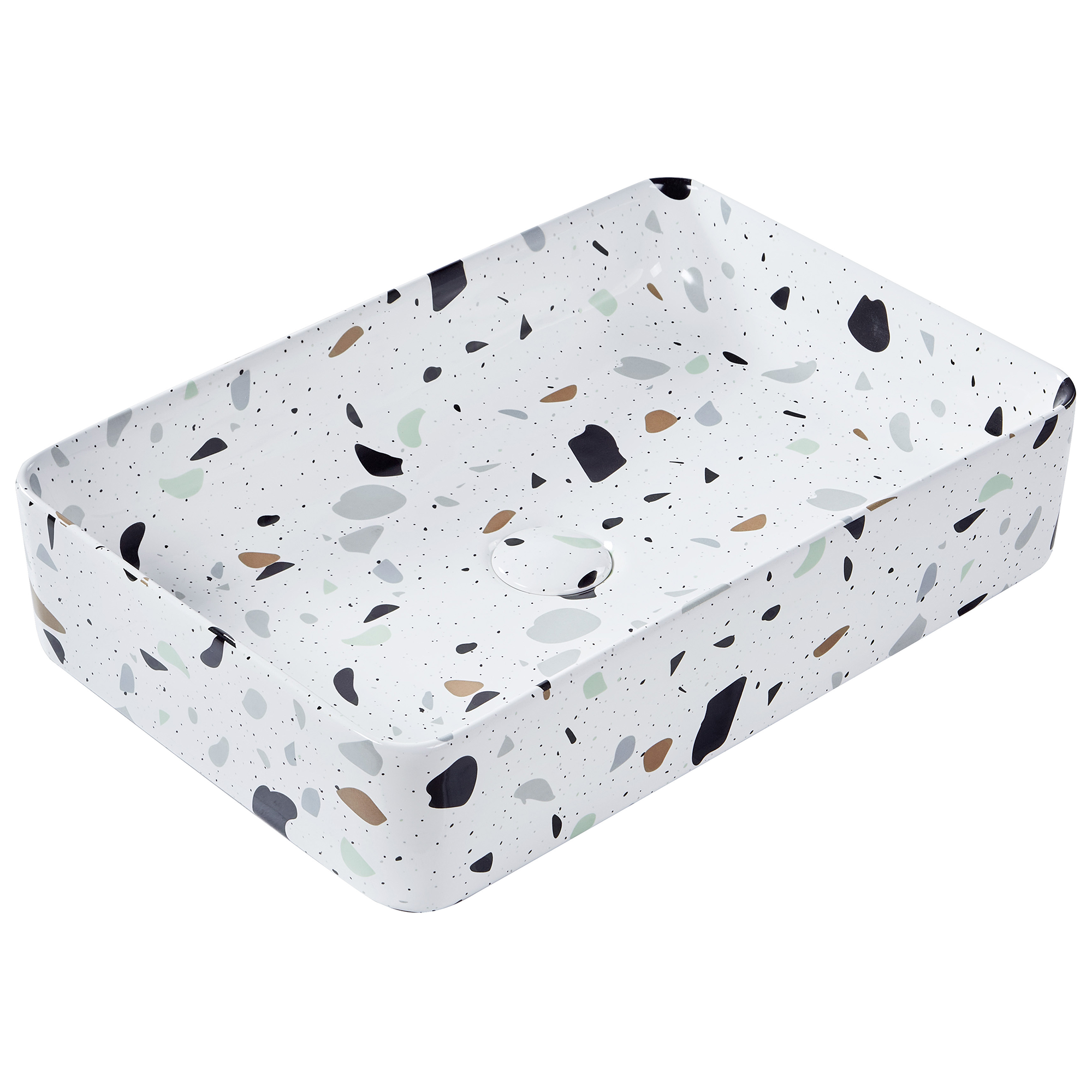 Wastafel keramiek terrazzo wit 61 x 35 cm NULES