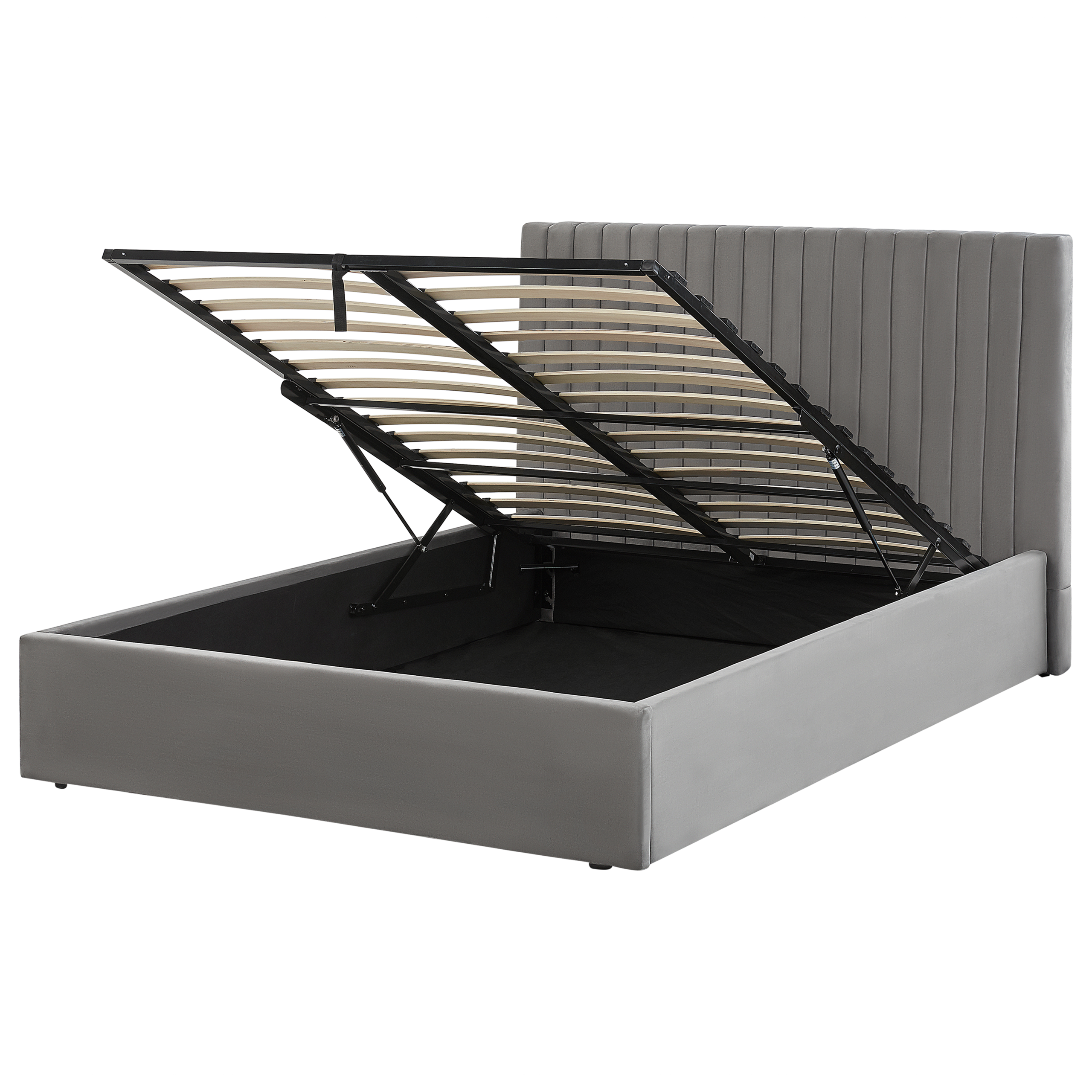 Bed met ottomaan fluweel grijs 140 x 200 cm VION