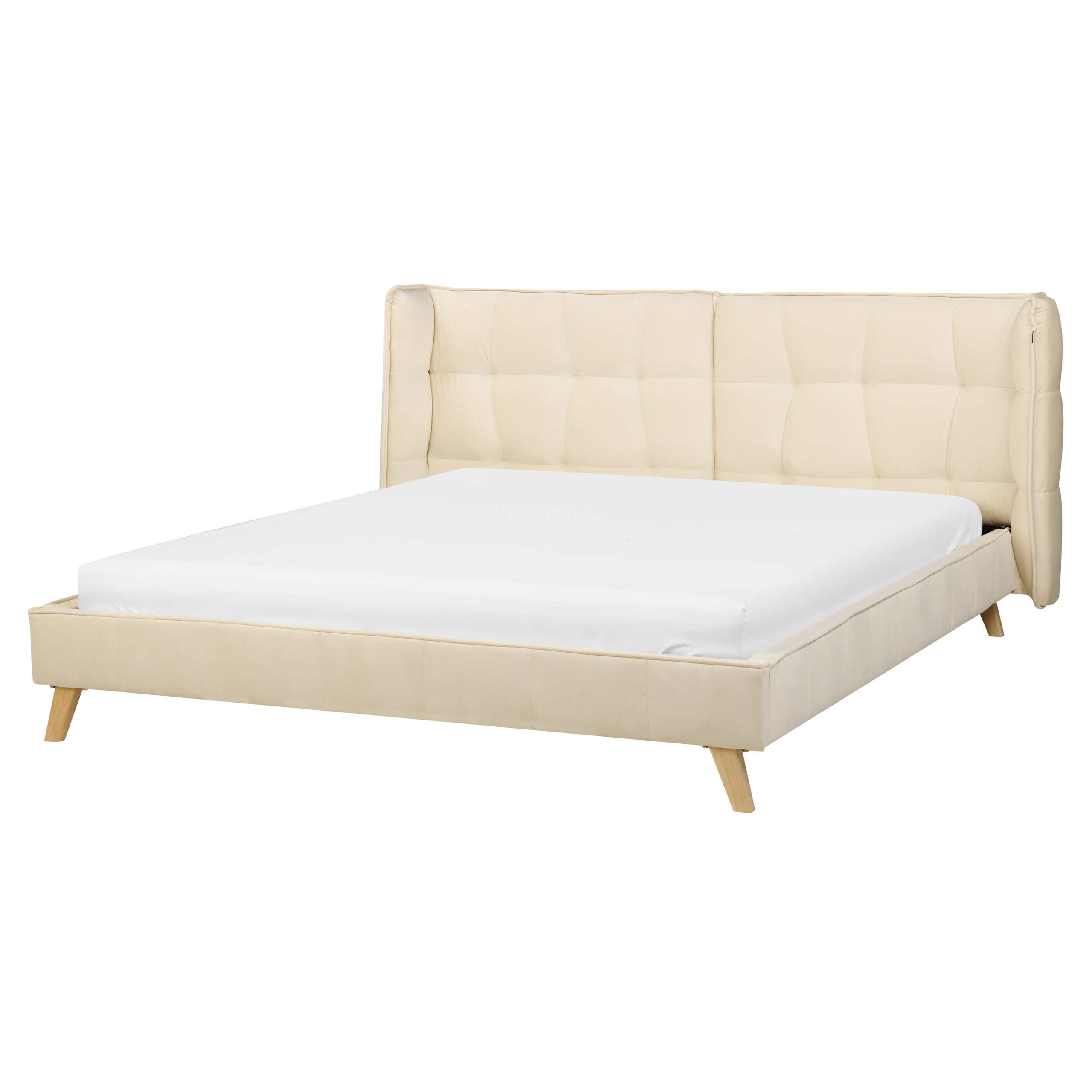 Bed fluweel beige 160 x 200 cm SENLIS