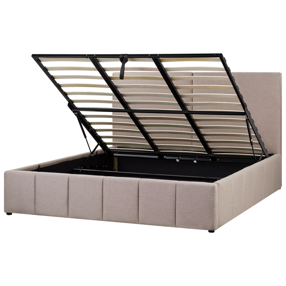Image of Letto ottomano EU Super King Size Rivestimento in tessuto poliestere Tortora 180 x 200 cm con testiera