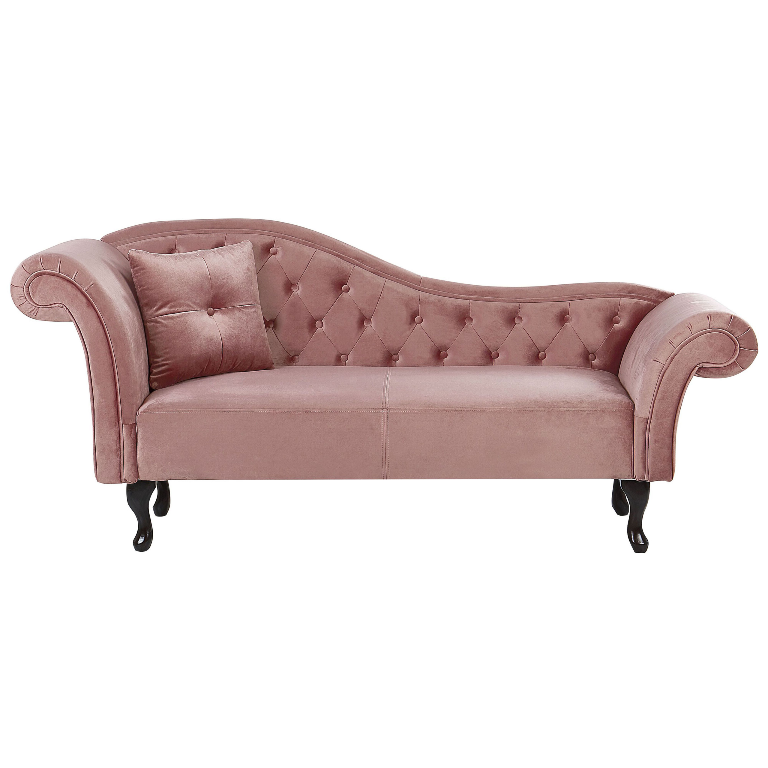 Chaise longue fluweel roze linkszijdig LATTES