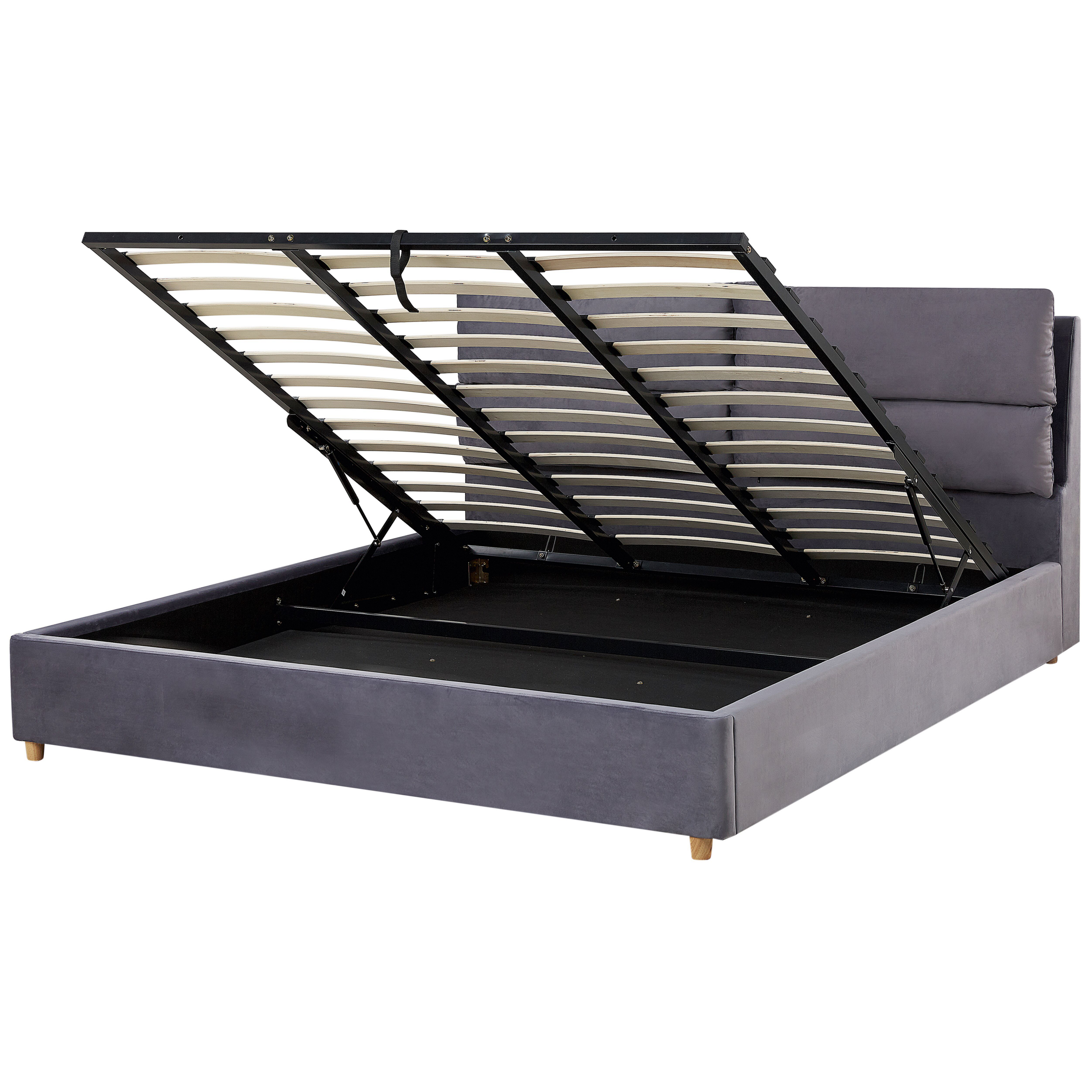Bed fluweel grijs 180 x 200 cm BATILLY
