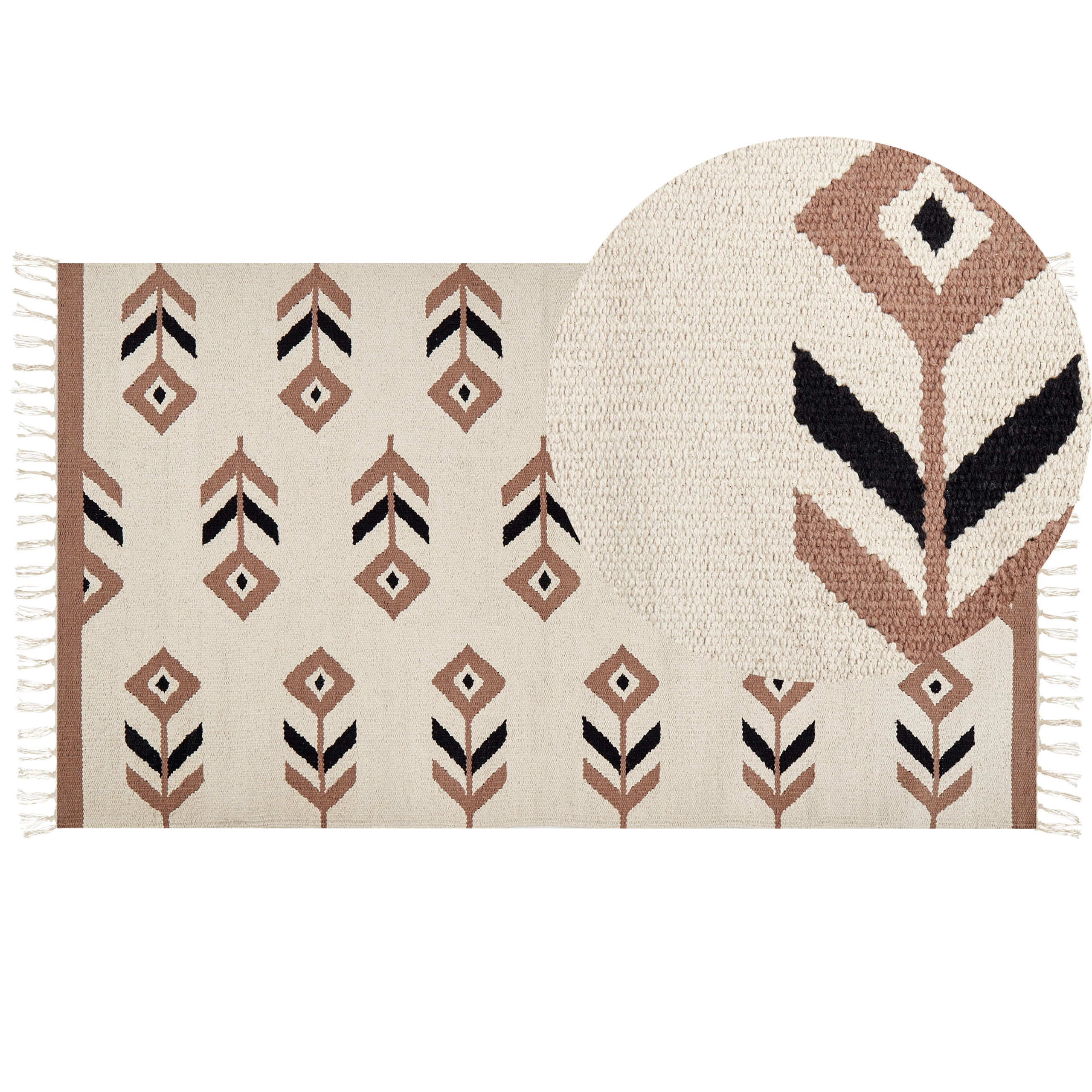 Vloerkleed kelim beige/zwart 80 x 150 cm NIAVAN
