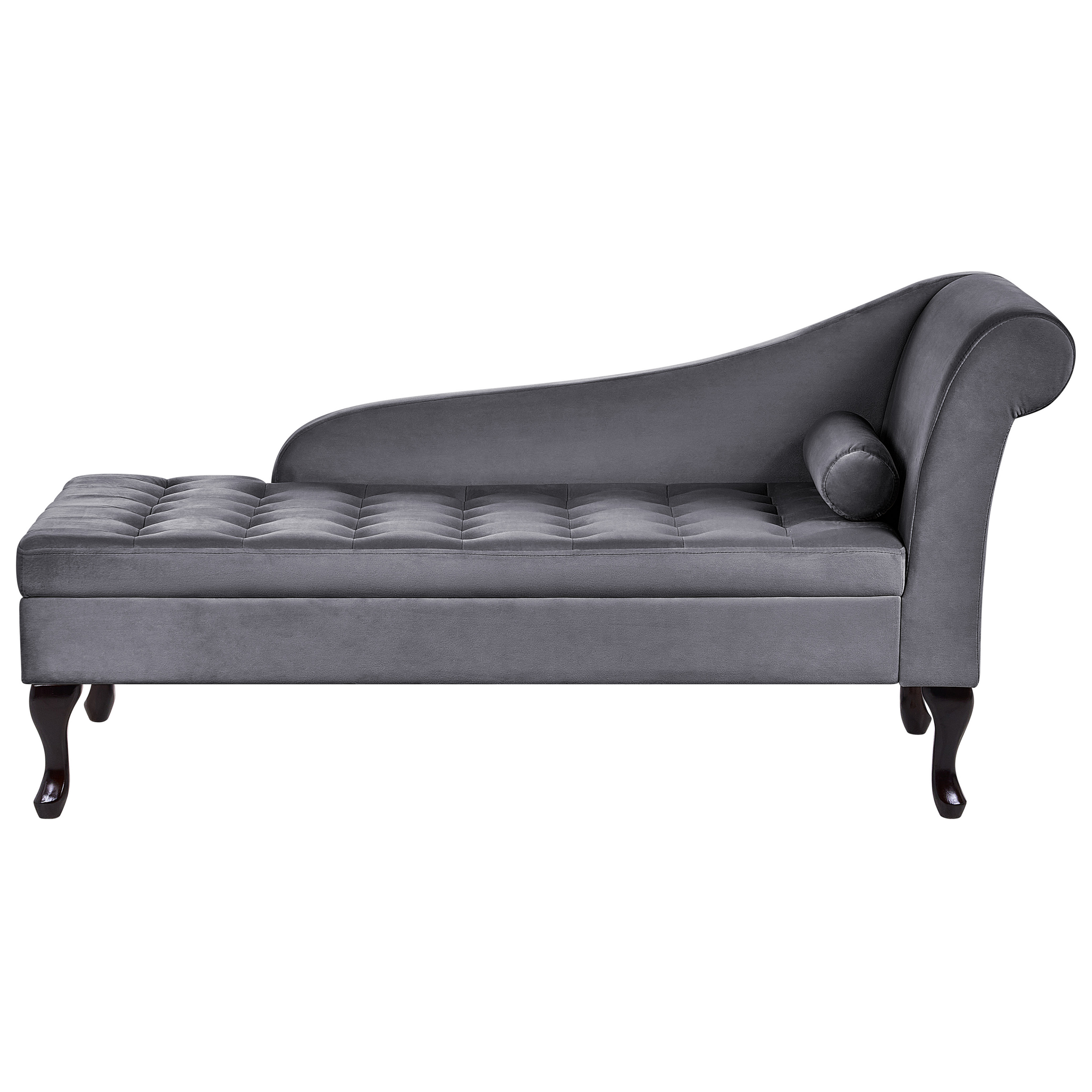 Chaise longue met opbergruimte fluweel donkergrijs rechtszijdig PESSAC