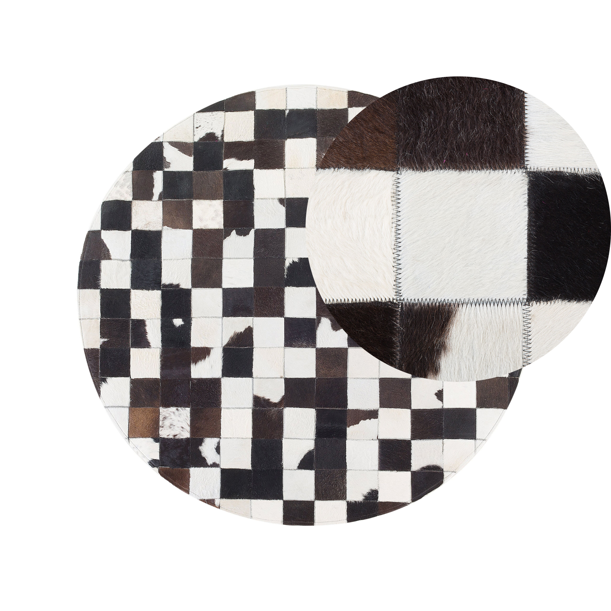 Vloerkleed patchwork zwart/wit ⌀ 140 cm BERGAMA