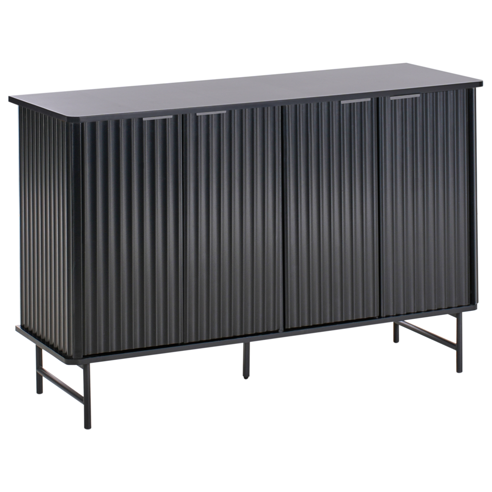 Credenza 4 ante MDF nero gambe in metallo soggiorno camera da letto classico