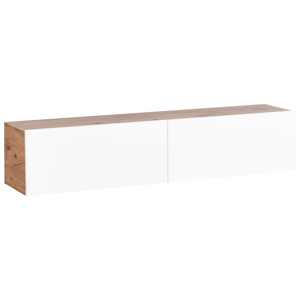 Mobile Porta TV a parete bianco e marrone 140 cm fino a 70ʺ 2 porte Design minimalista Soggiorno