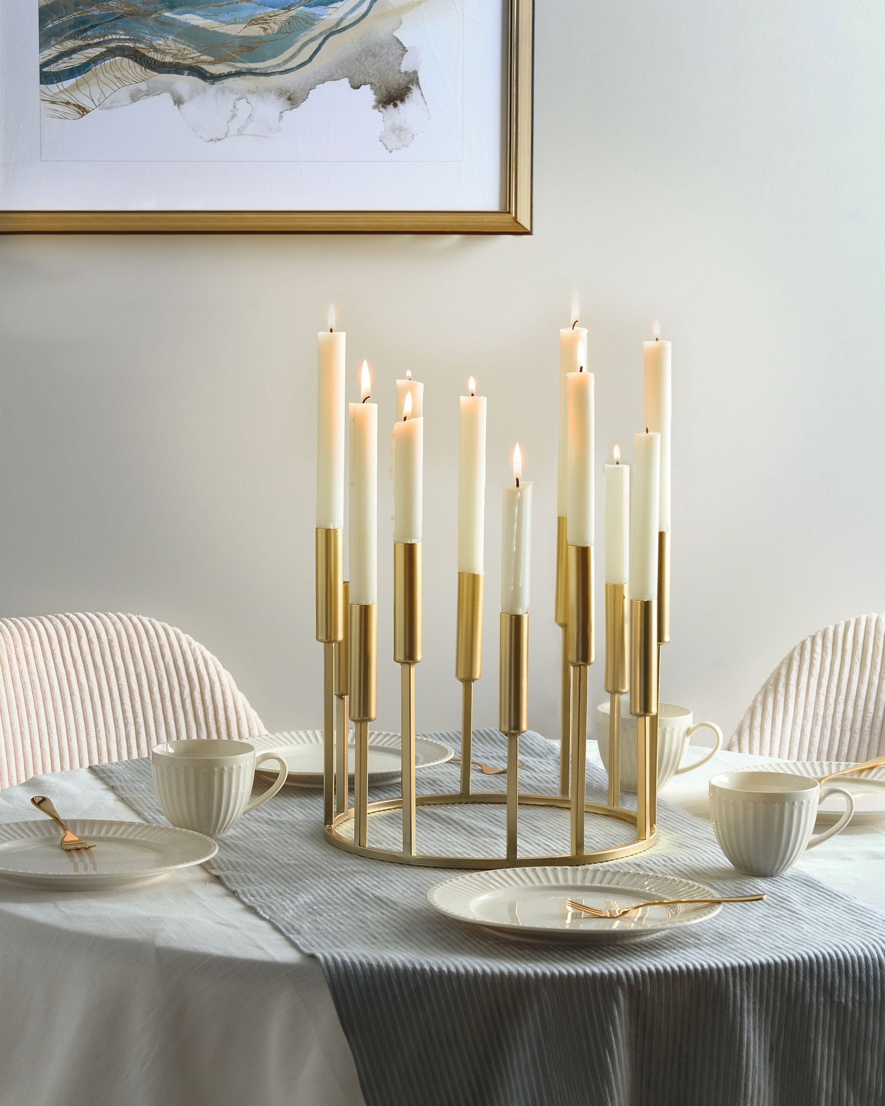 Set 4 Portacandele Conici Oro Opaco Vintage In Ferro - Per Centrotavola, Matrimoni E Decorazione Casa (Altezza 8,3 Cm)