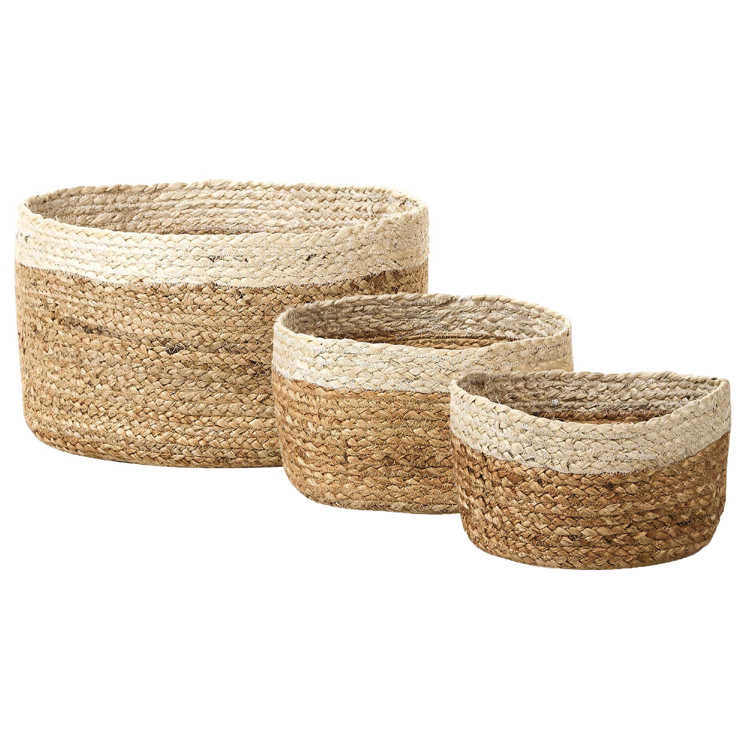 Mand set van 3 jute naturel/beige TAJORI