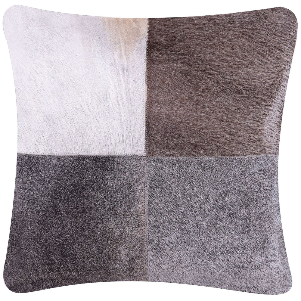 Image of Cuscino decorativo Pelle di vacchetta grigia Patchwork 45 x 45 cm Accessori per arrossoamento moderno country