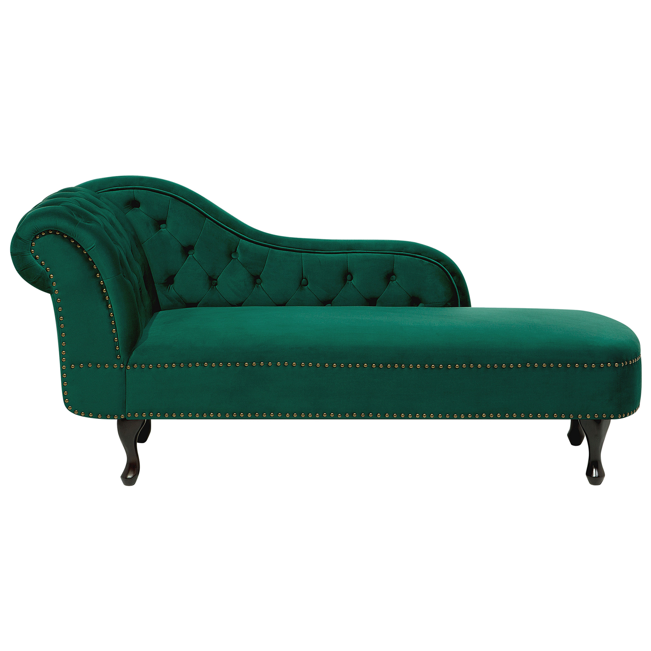 Chaise longue fluweel groen linkszijdig NIMES