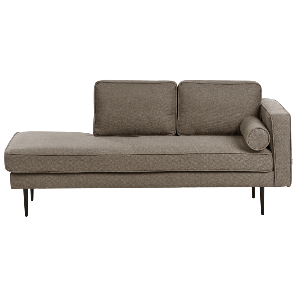 Chaise Longue Versione Destra tessuto marrone Gambe In Metallo Rafforzamento Cuscino Design Moderno
