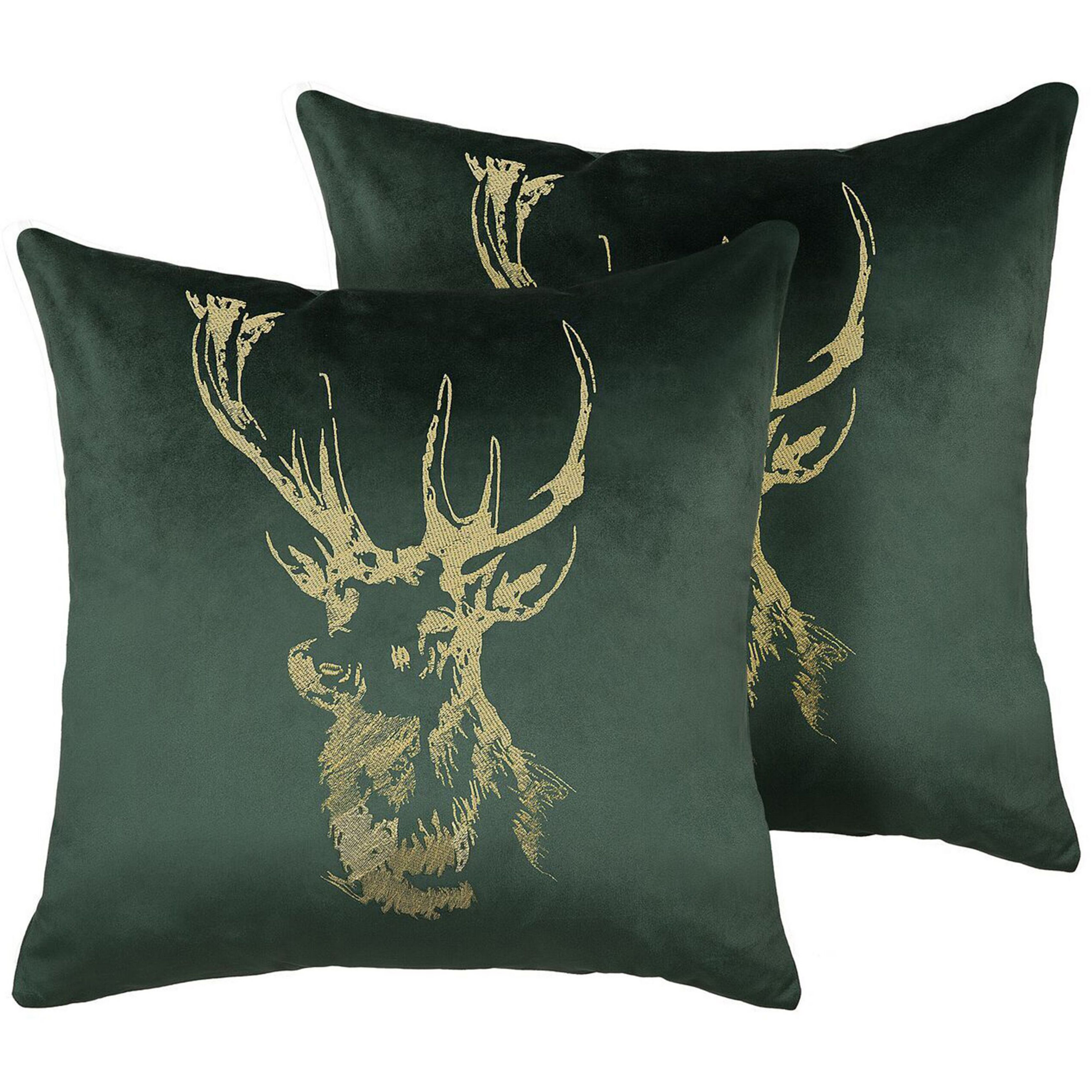 Set van 2 kussens Fluweel Donkergroen BLITZEN 45 x 45 cm