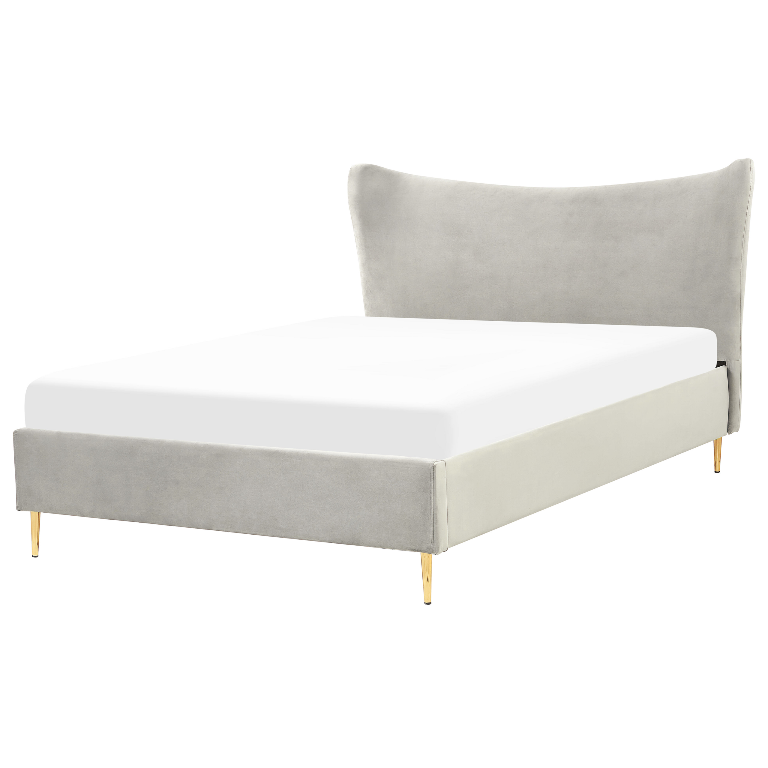 Bed fluweel lichtgrijs 140 x 200 cm CHALEIX