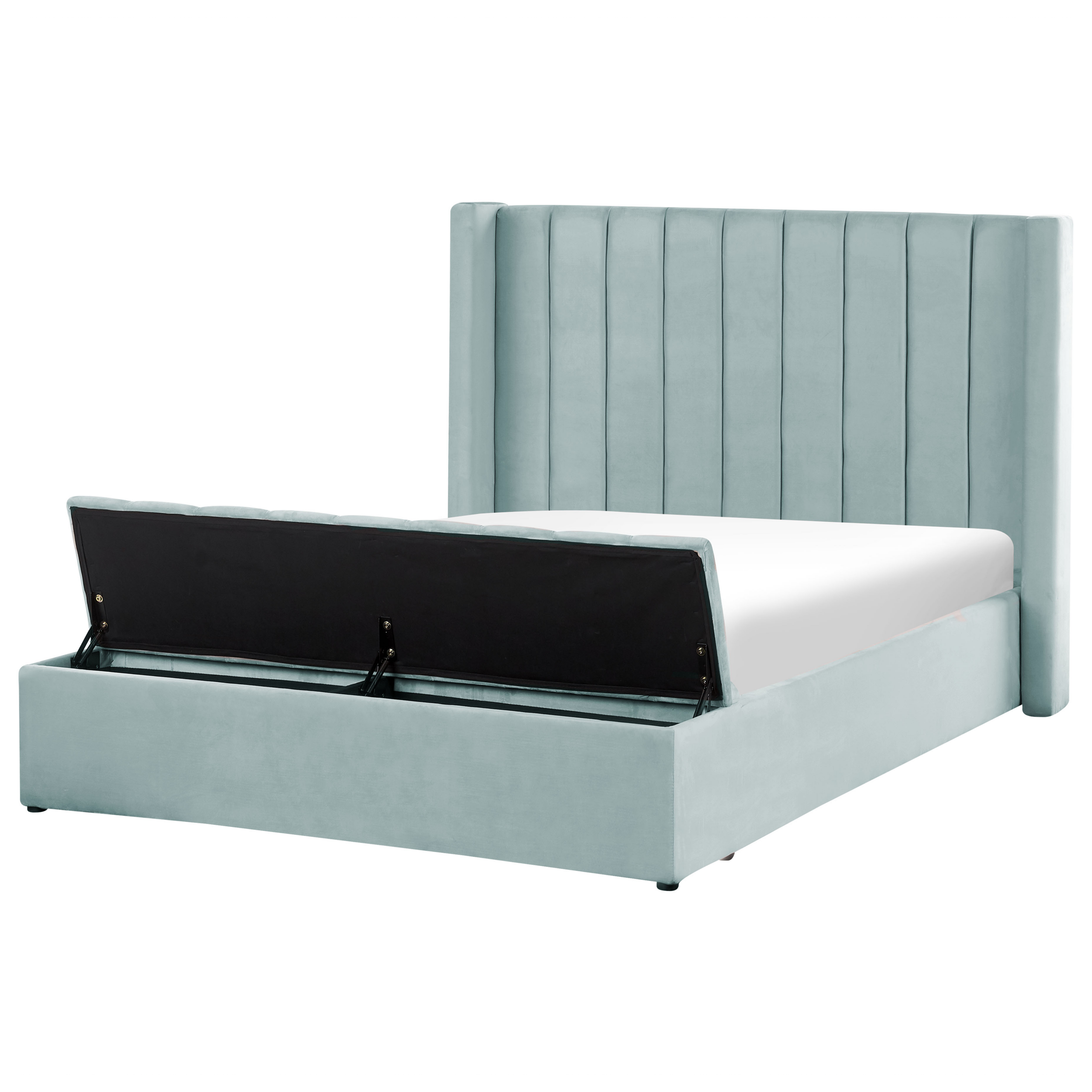 Bed met opbergbank fluweel mintgroen 140 x 200 cm NOYERS