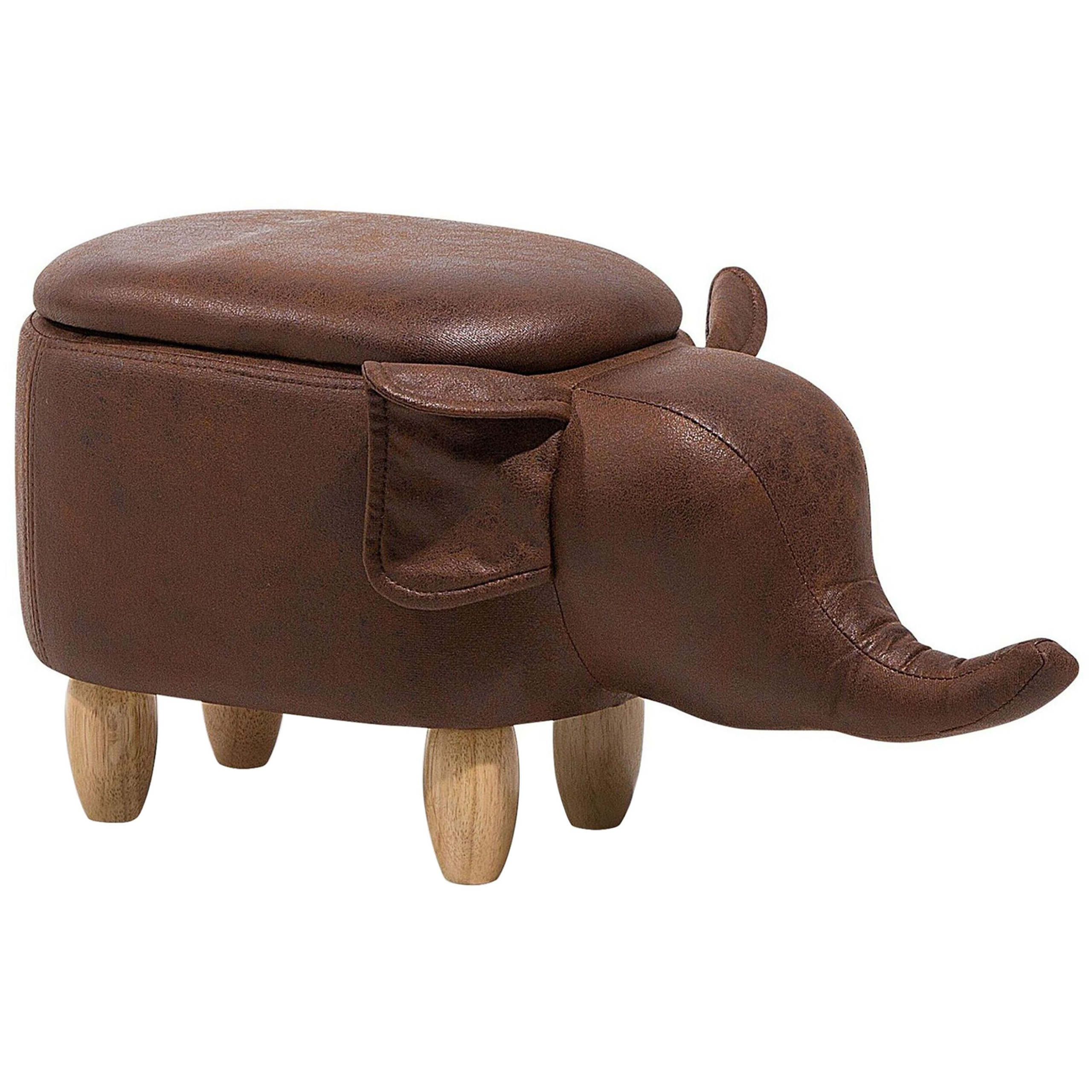 Hocker leather-look donkerbruin ELEPHANT