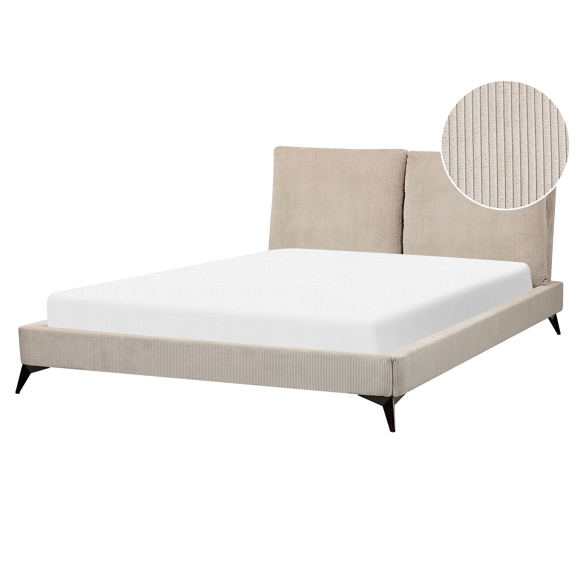 Bed corduroy taupe 160 x 200 cm MELLE
