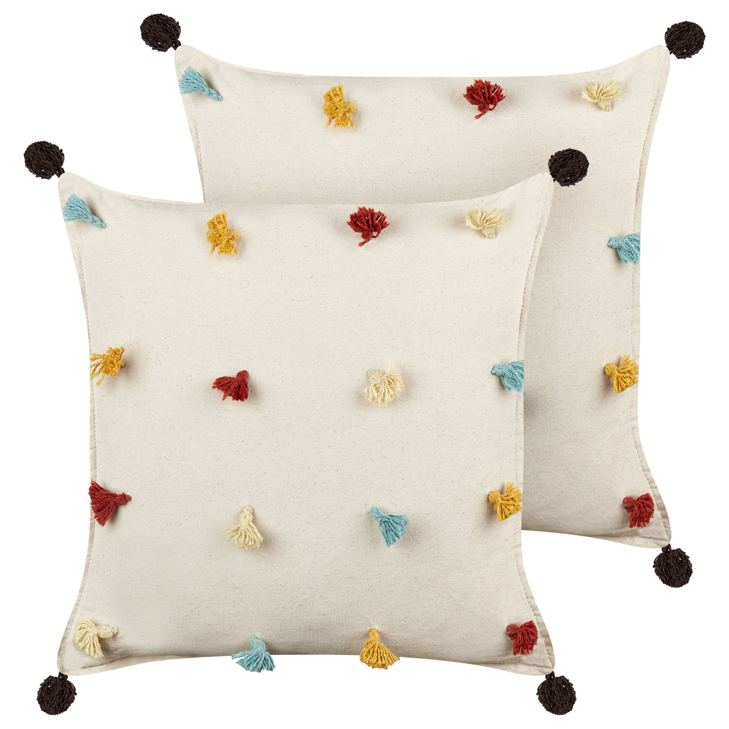 Set van 2 kussens Getuft Katoen Lichtbeige FUSSEL 45 x 45 cm