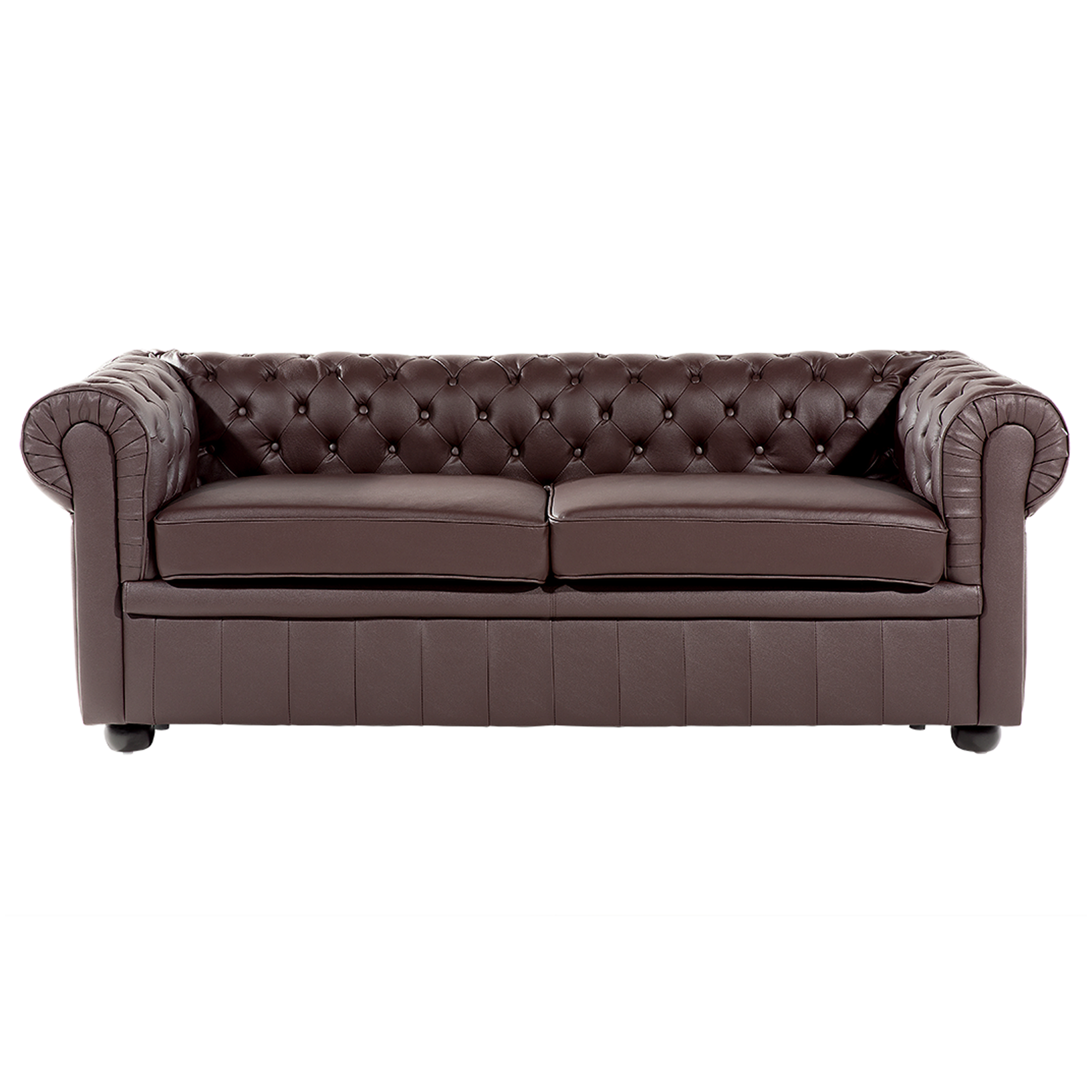 Driezitsbank leer bruin CHESTERFIELD