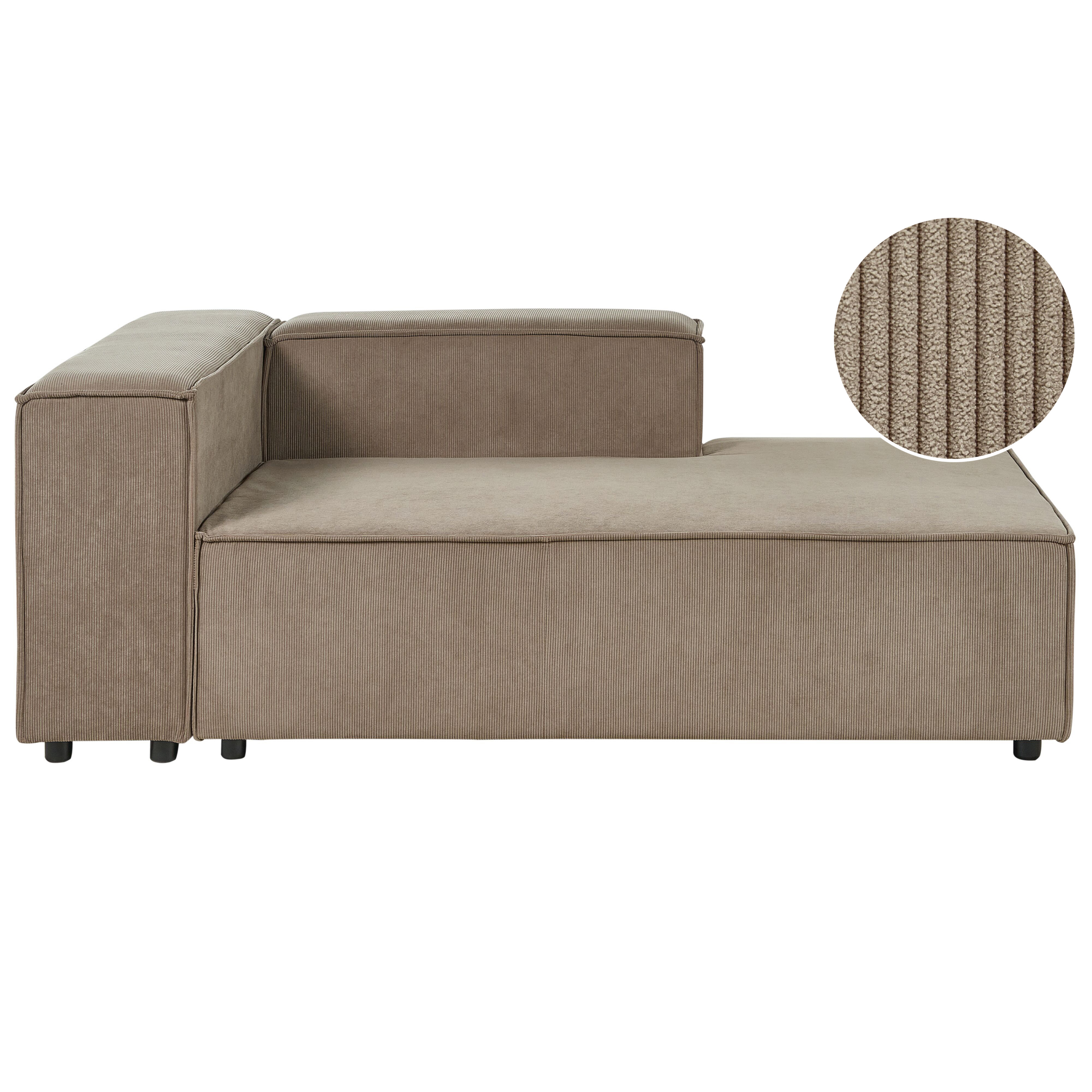 Chaise longue corduroy bruin linkszijdig APRICA