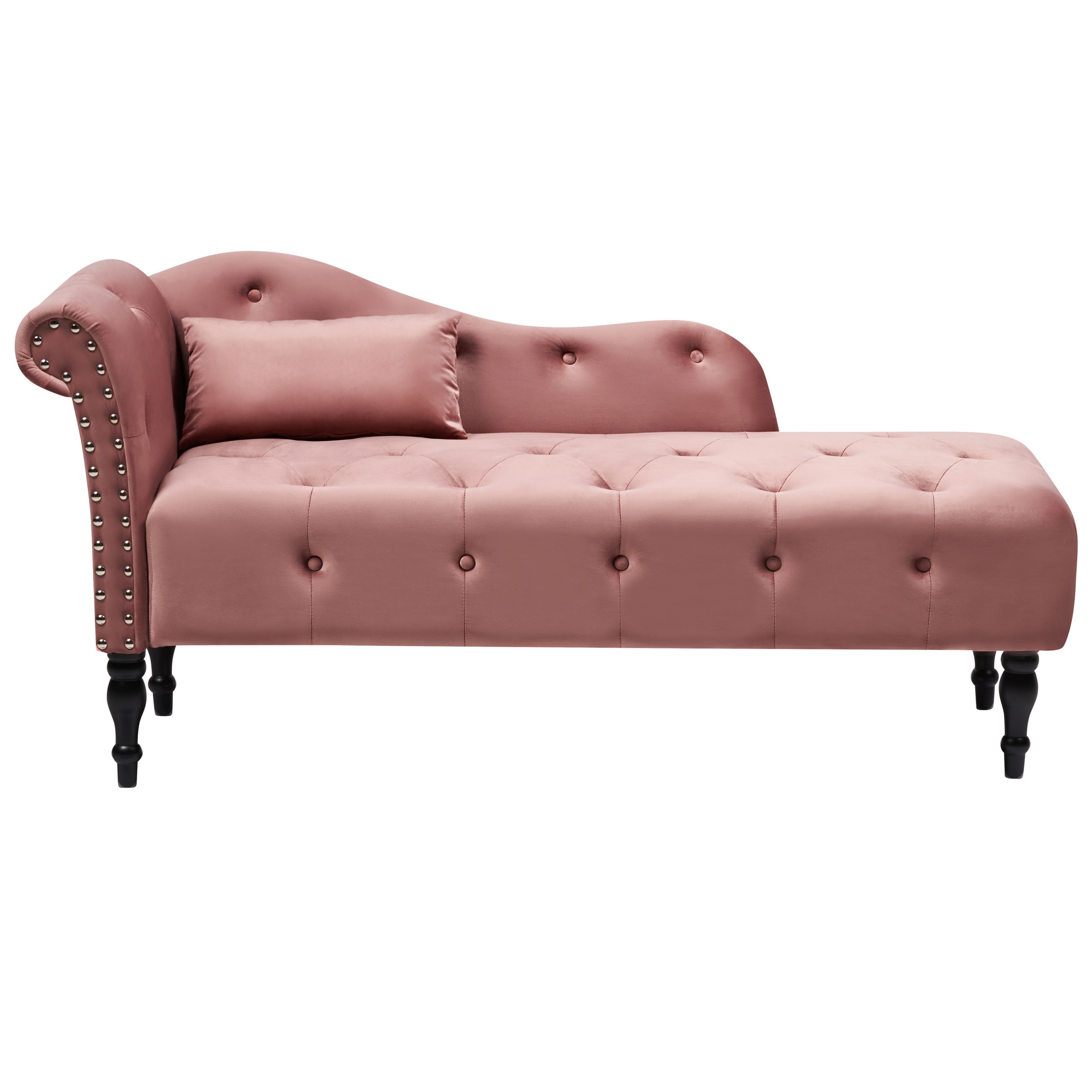 Chaise longue fluweel roze linkszijdig IVRY