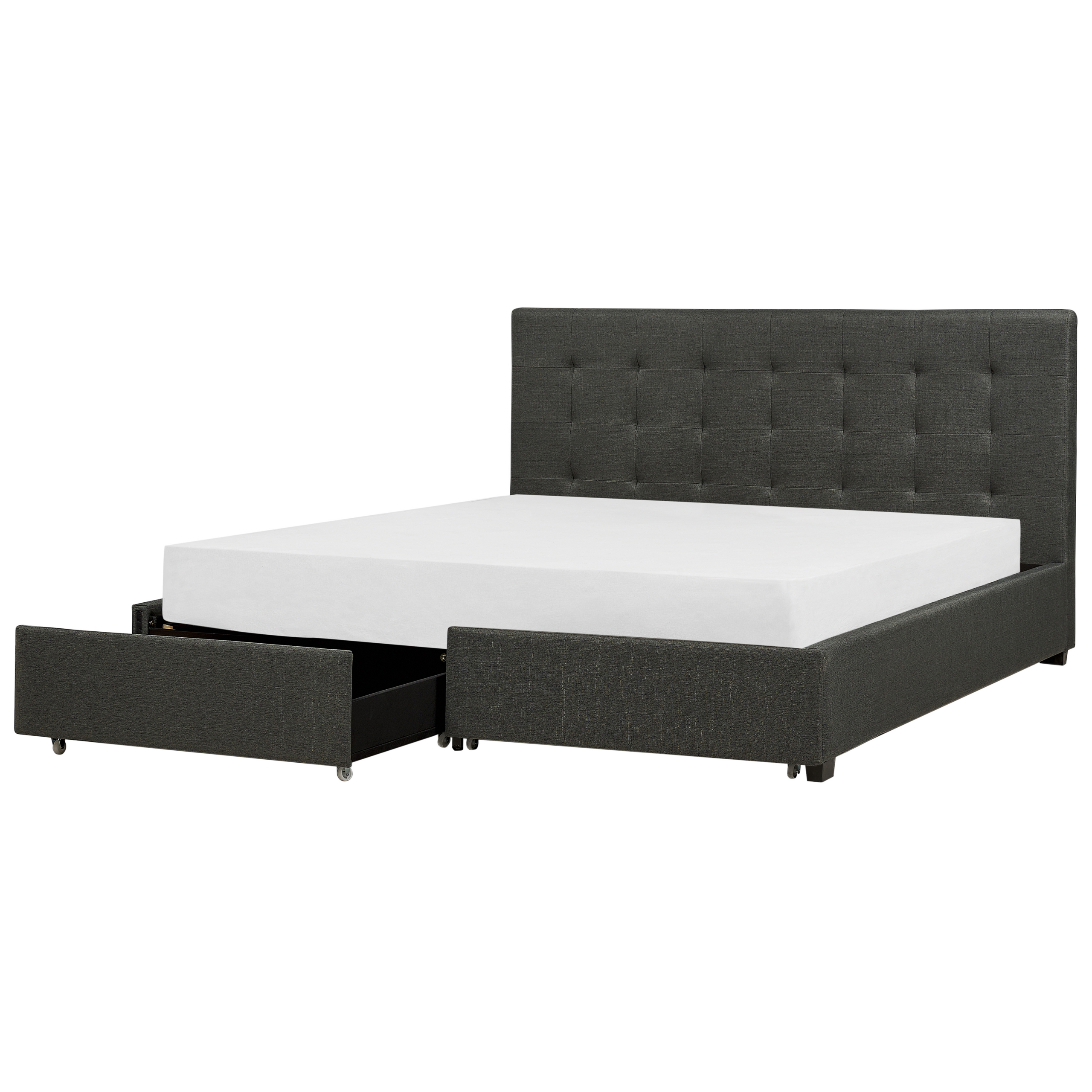 Bed met opbergruimte stof donkergrijs 180 x 200 cm LA ROCHELLE