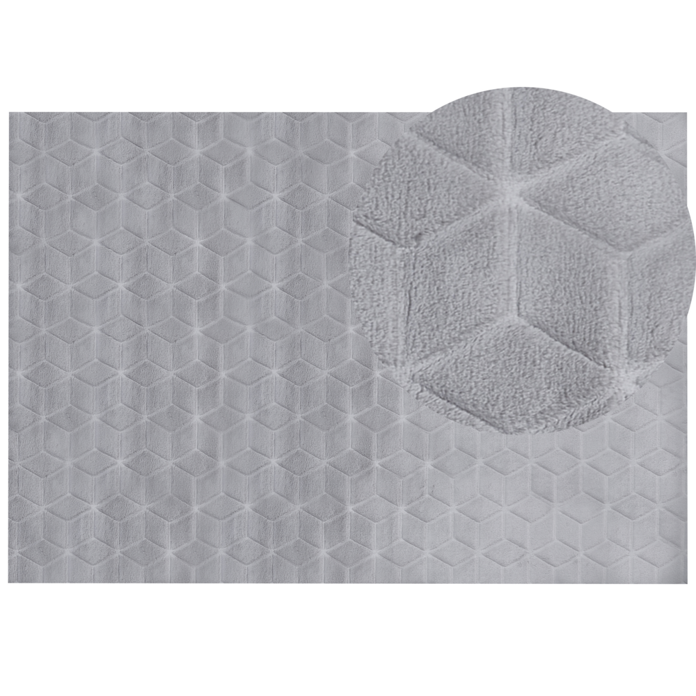 Image of Tappeto in finta pelliccia di coniglio grigio Pelliccia artificiale di poliestere 160 x 230 cm Tappeto morbido Shaggy ad alto pelo