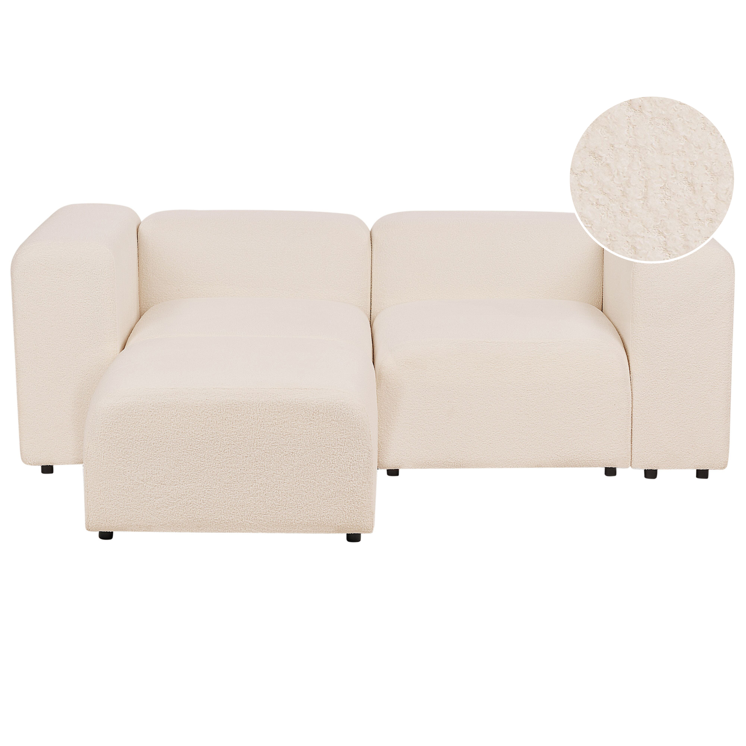 Modulaire tweezitsbank met ottomaan bouclé beige FALSTERBO