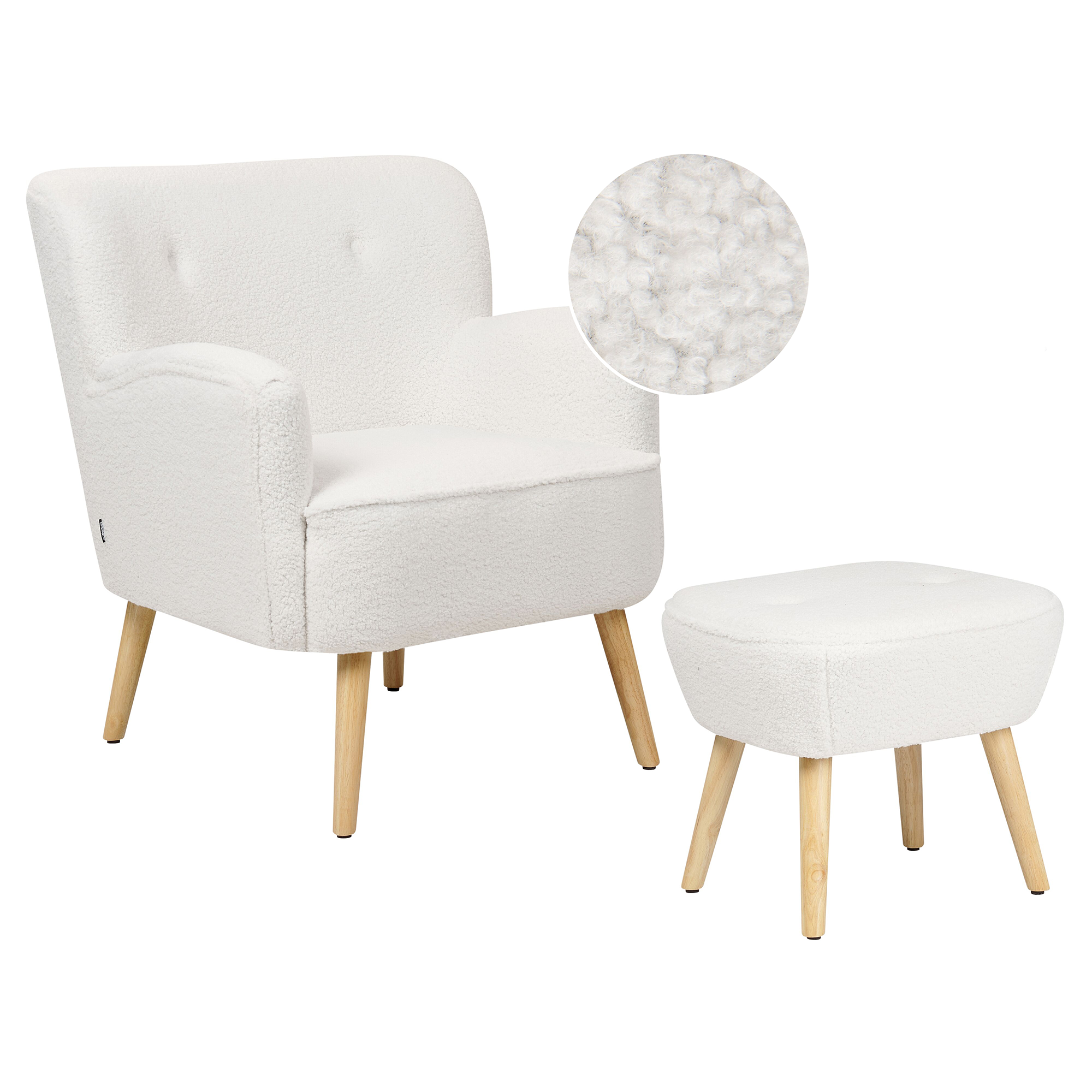 Fauteuil Bouclé Wit TUMBA