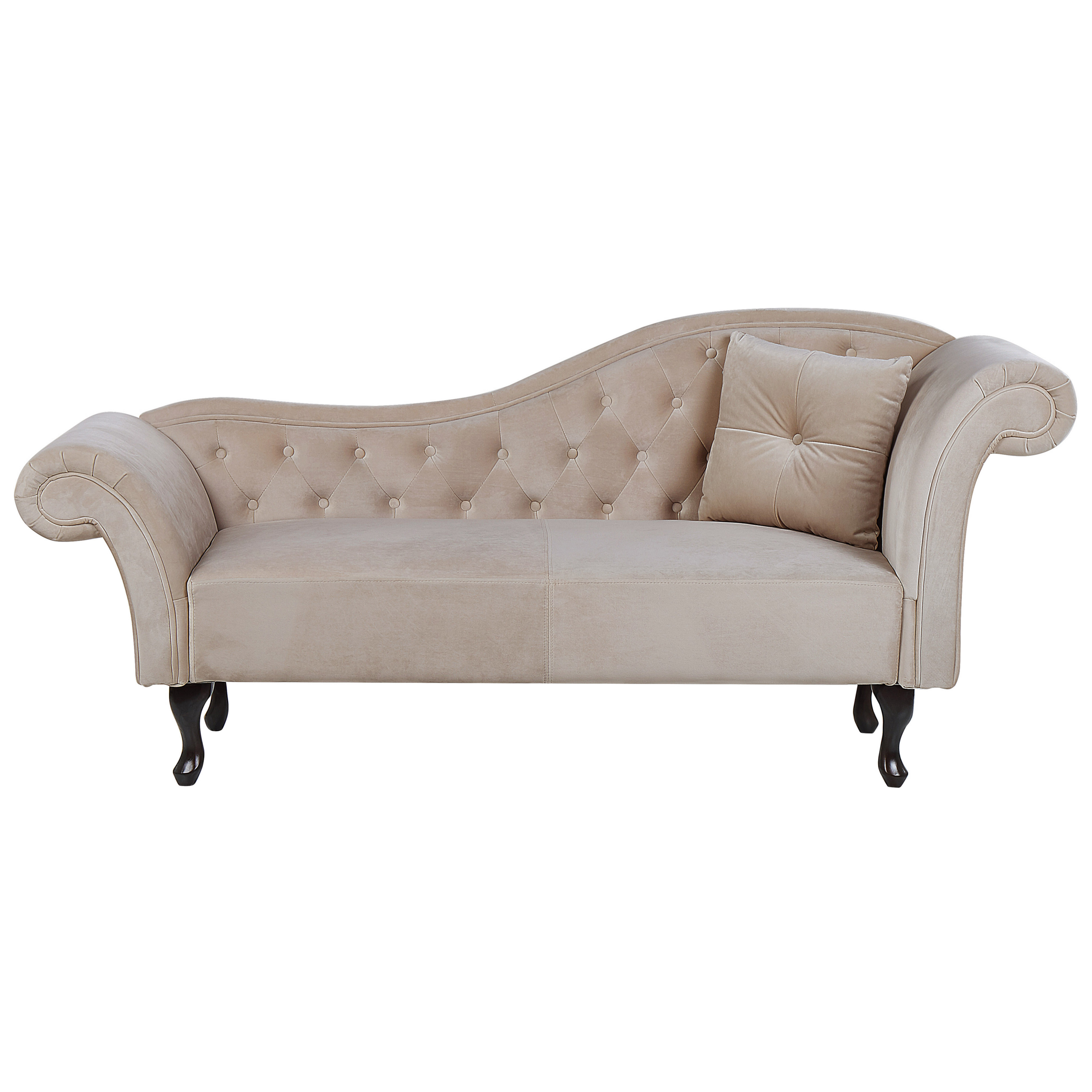 Chaise longue fluweel beige rechtszijdig LATTES