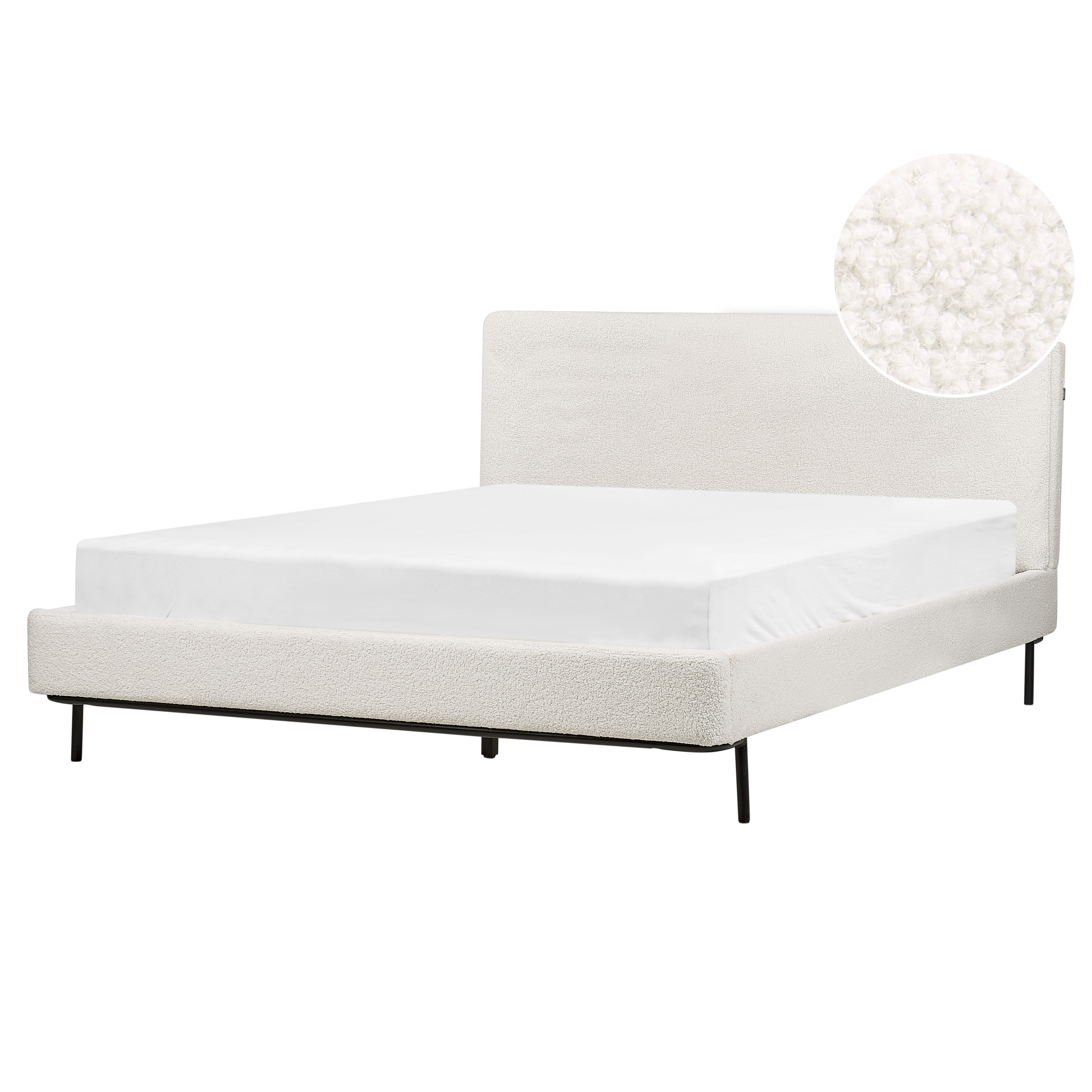 Bed bouclé wit 160 x 200 cm CORIO