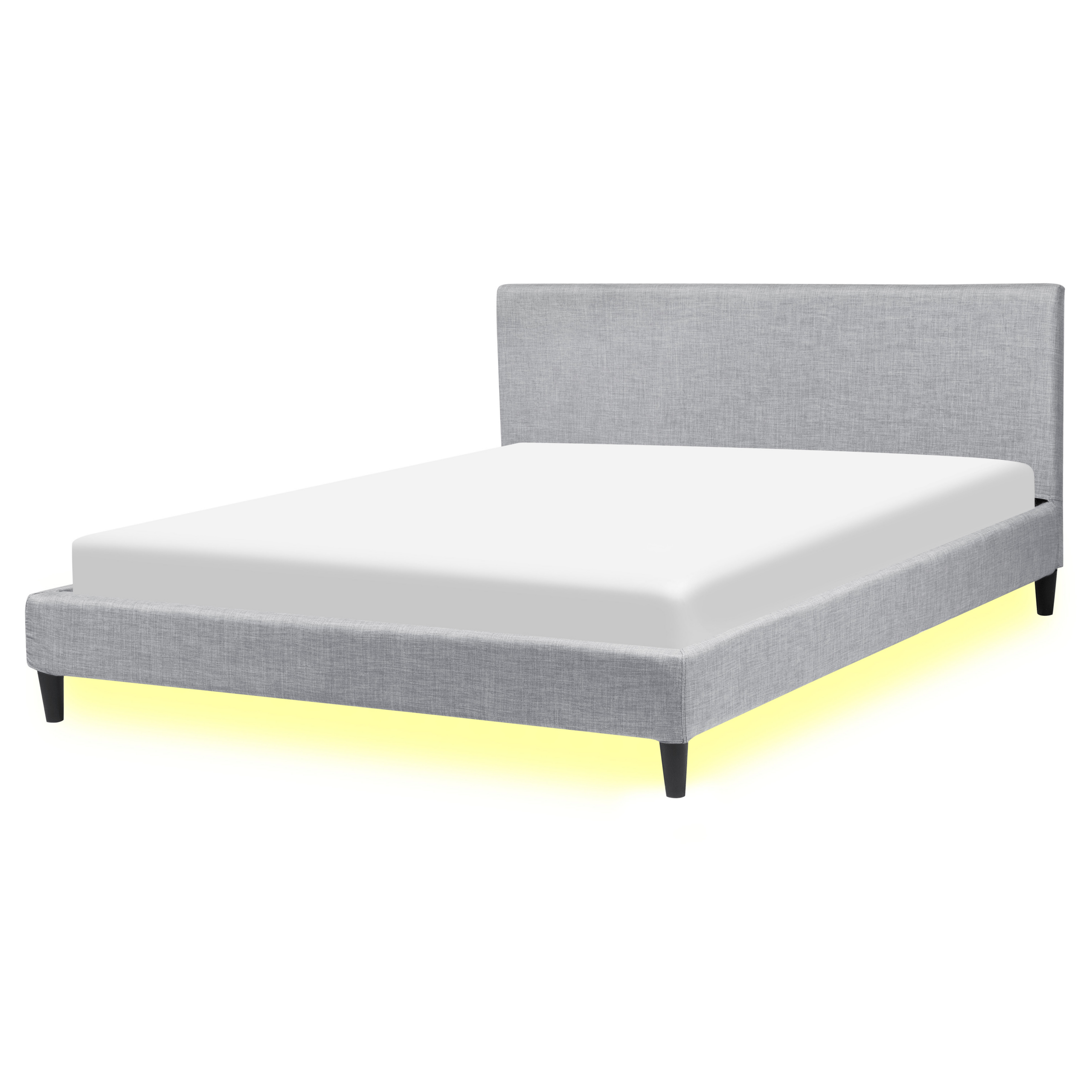 Bed met LED stof lichtgrijs 160 x 200 cm FITOU
