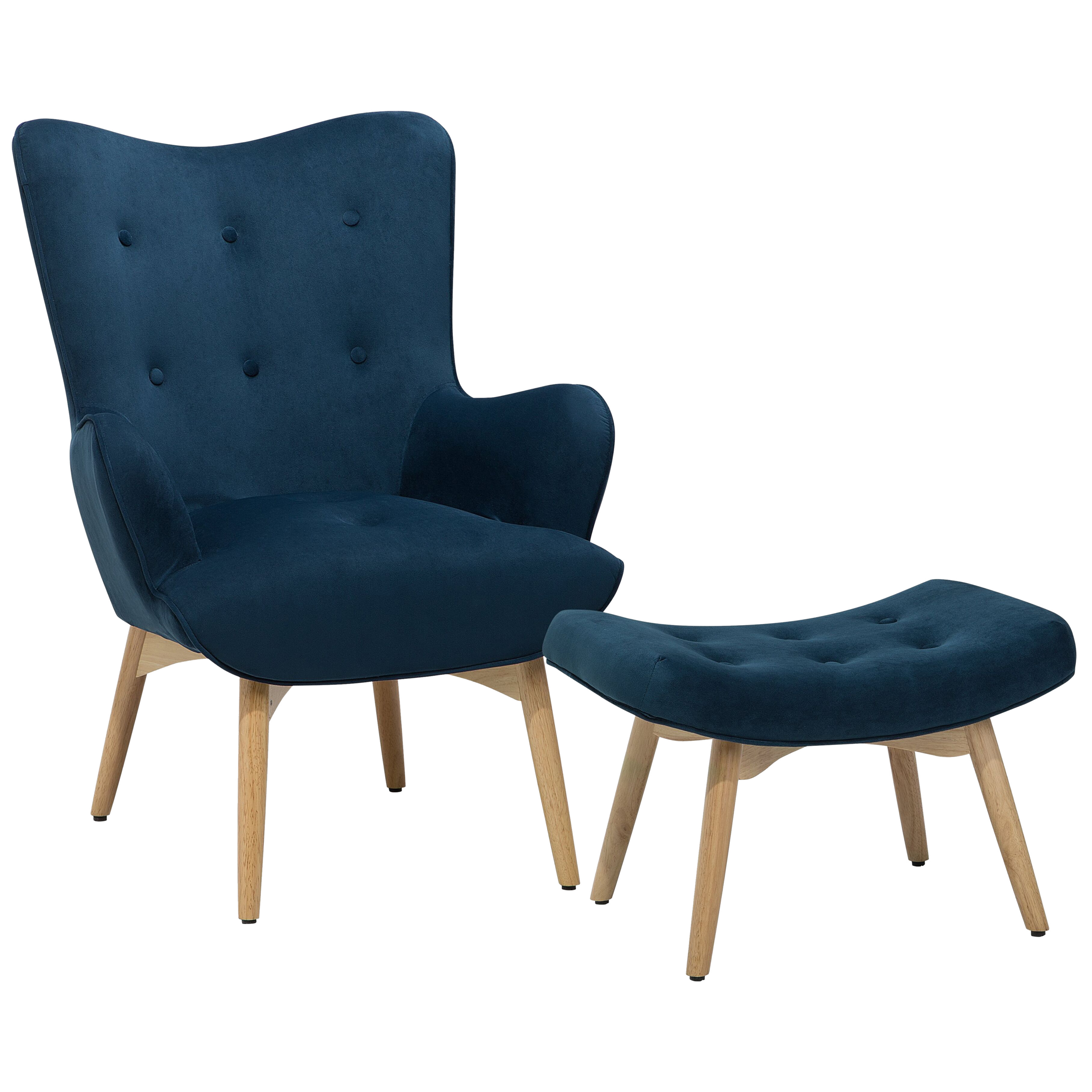 Fauteuil Fluweel Donkerblauw VEJLE