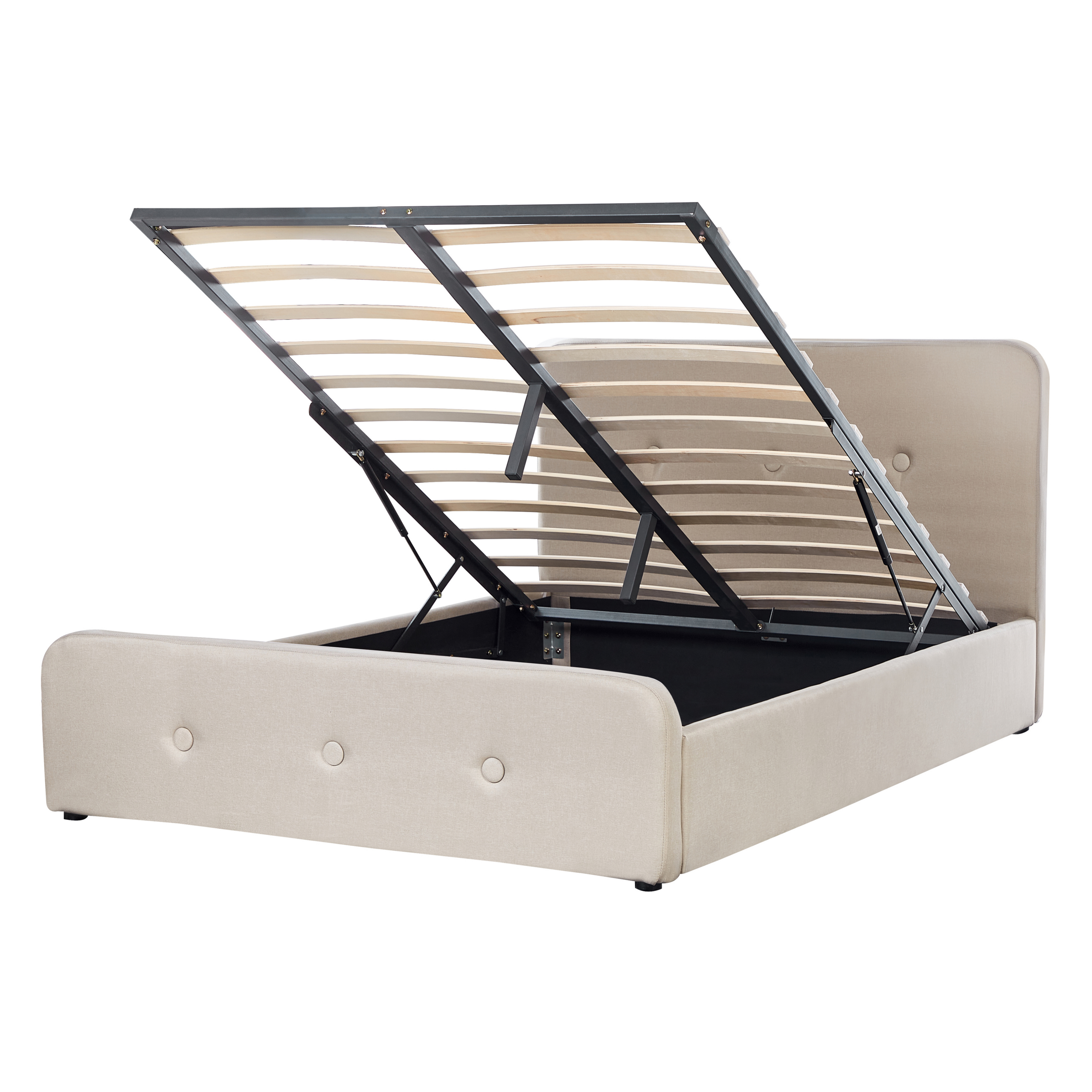 Bed met opbergruimte stof beige 140 x 200 RENNES