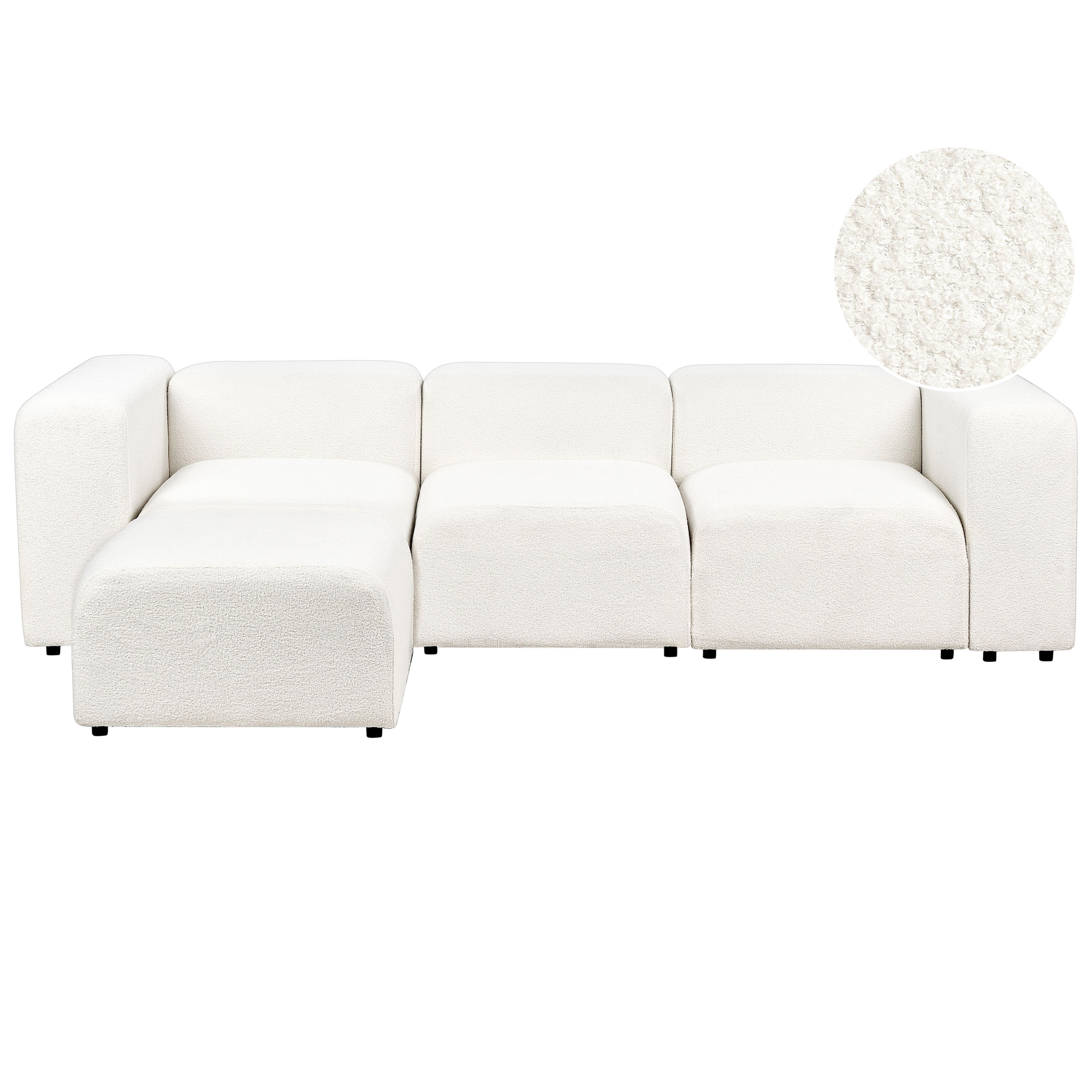 Modulaire driezitsbank met ottomaan bouclé wit FALSTERBO